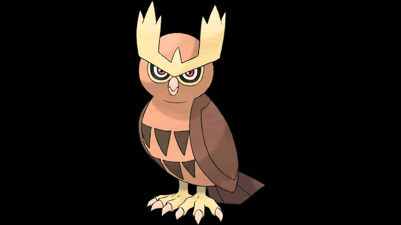 Noctowl, golden crown-like feathers, red eyes, HD Desktop Wallpaper