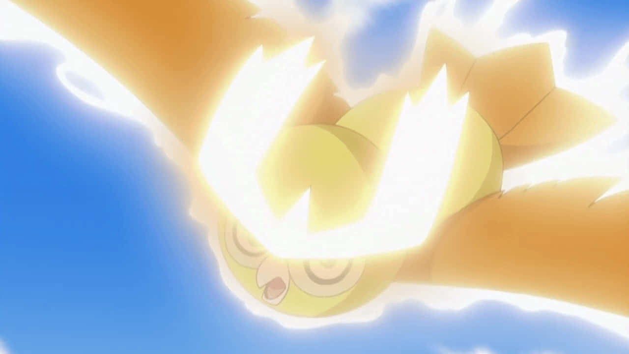 Noctowl, twilight sky, glowing yellow, HD Desktop Wallpaper
