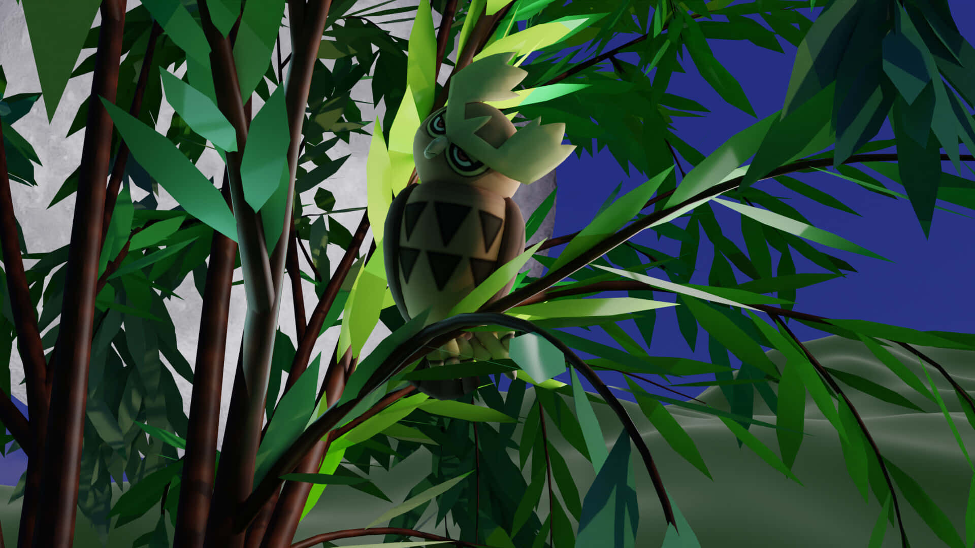 Noctowl, forest, night, Full HD Desktop Wallpaper