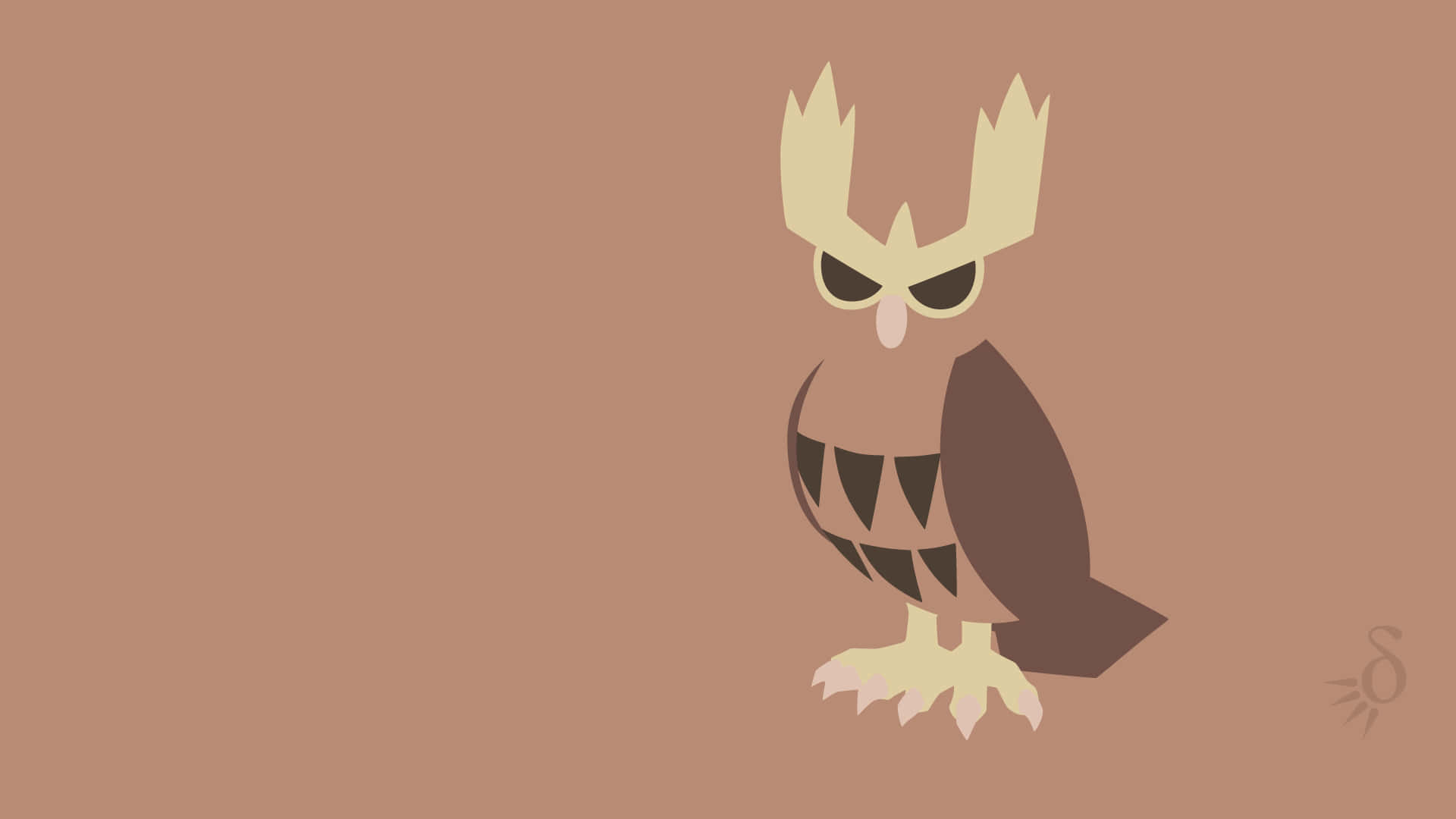 Noctowl, moonlight, muted brown, Full HD Desktop Wallpaper