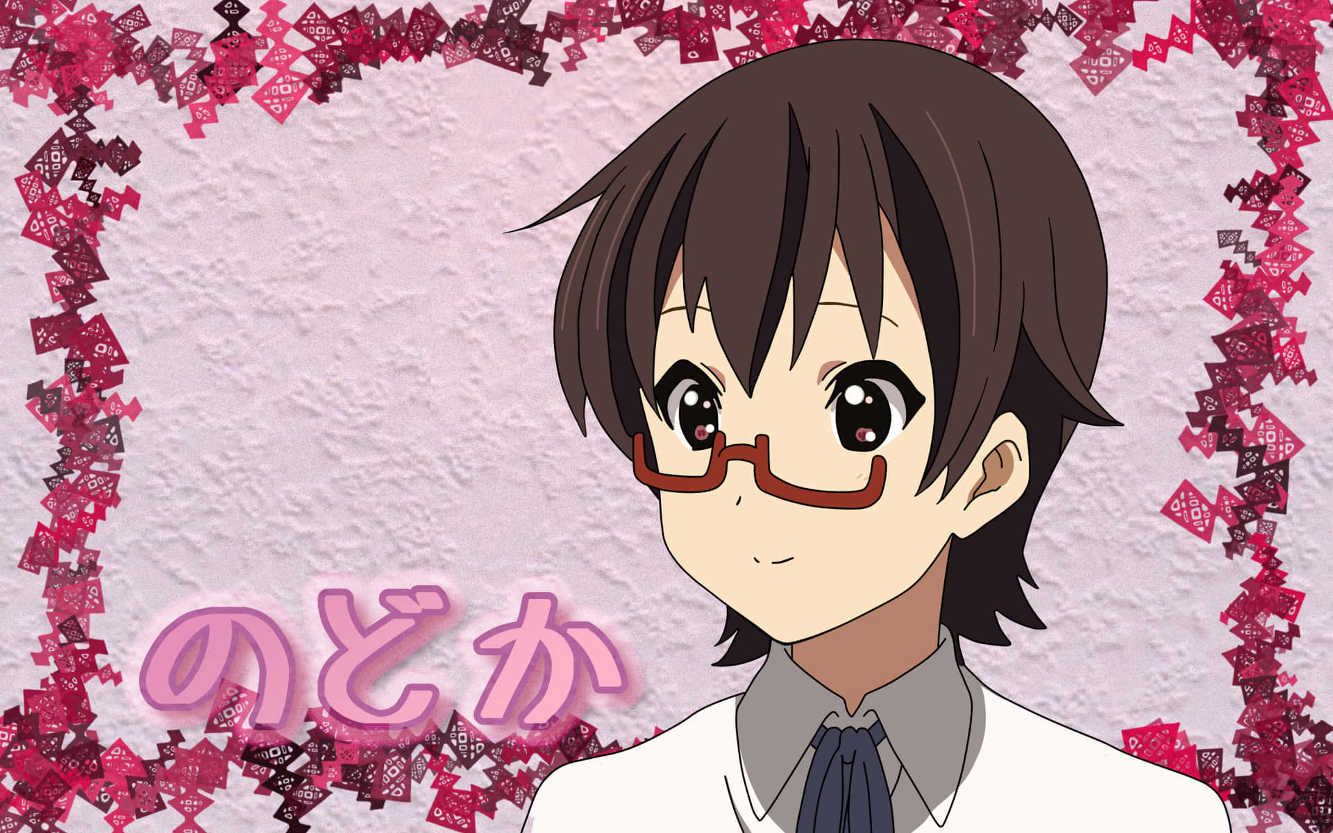 Nodoka Manabe, brown hair, red glasses, Full HD Desktop Wallpaper