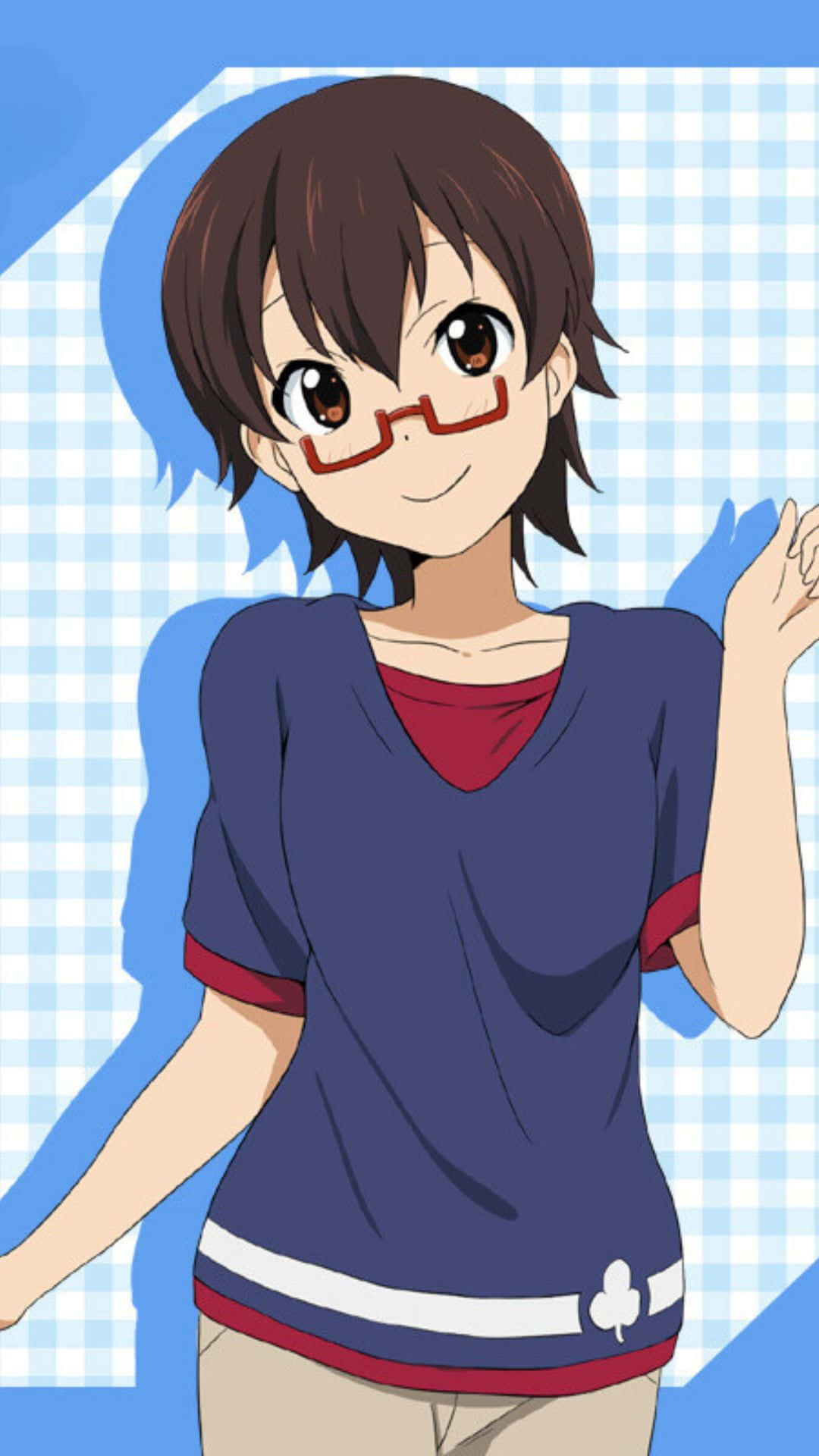 Nodoka Manabe, brown hair, red glasses, Full HD Phone Wallpaper