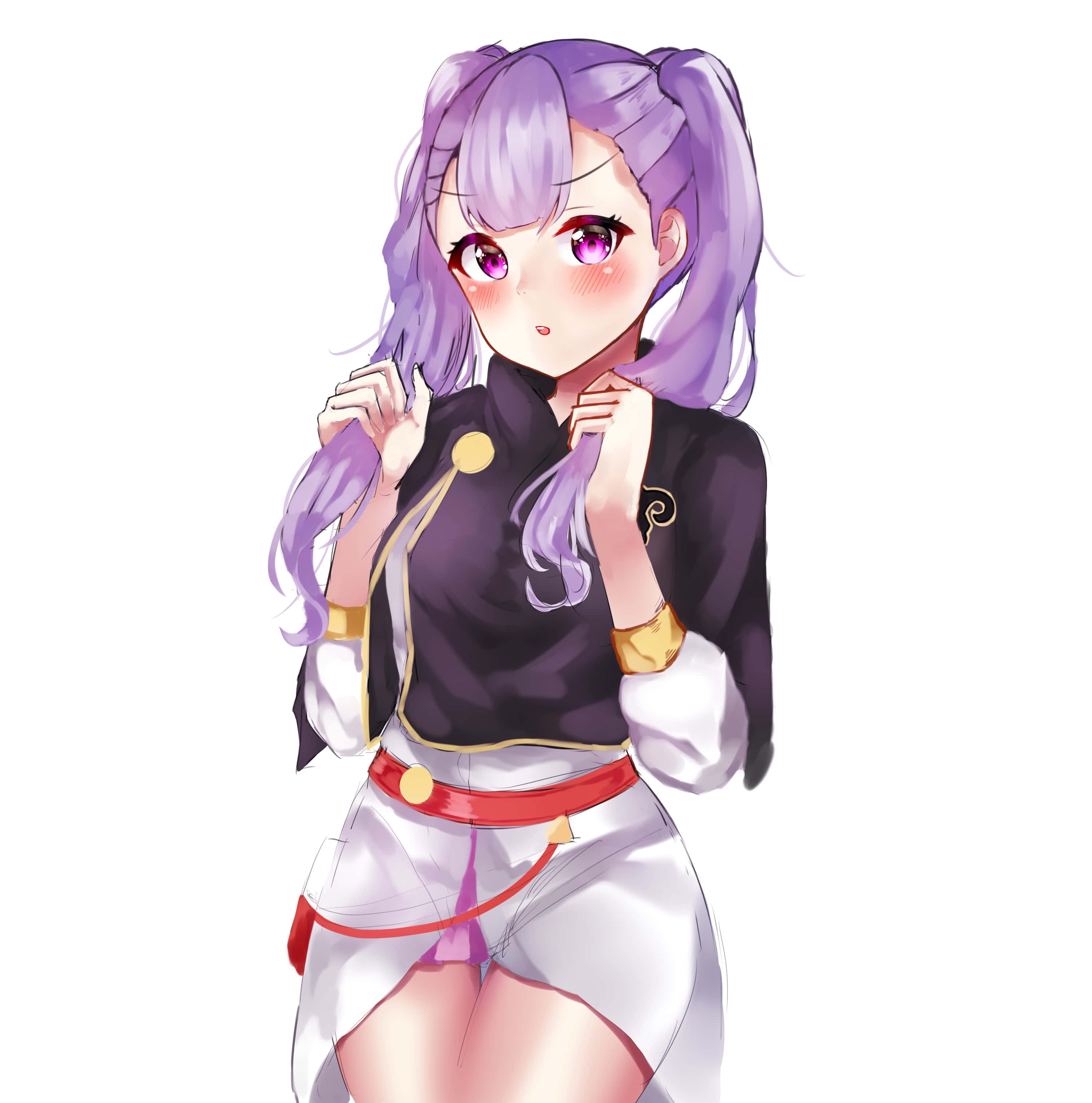 Noelle Silva, purple pigtails, pink eyes, 2K Phone Wallpaper