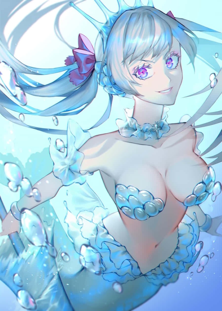 Noelle Silva, anime mermaid, silver hair, SD Phone Wallpaper