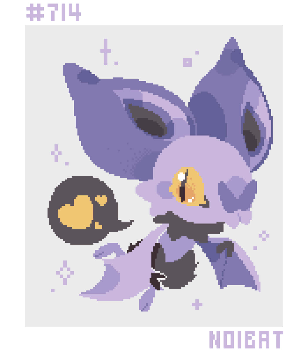 Noibat, pixel-art, purple wings, SD Phone Wallpaper