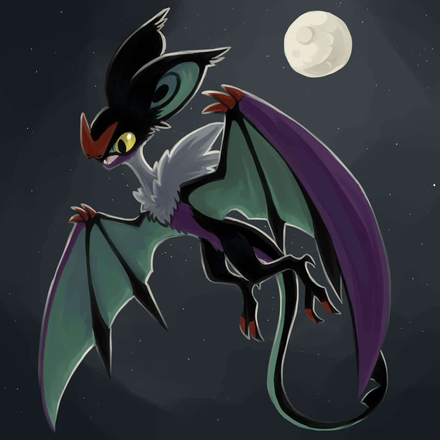 Noivern, moonlight, starry night sky, HD Desktop Wallpaper