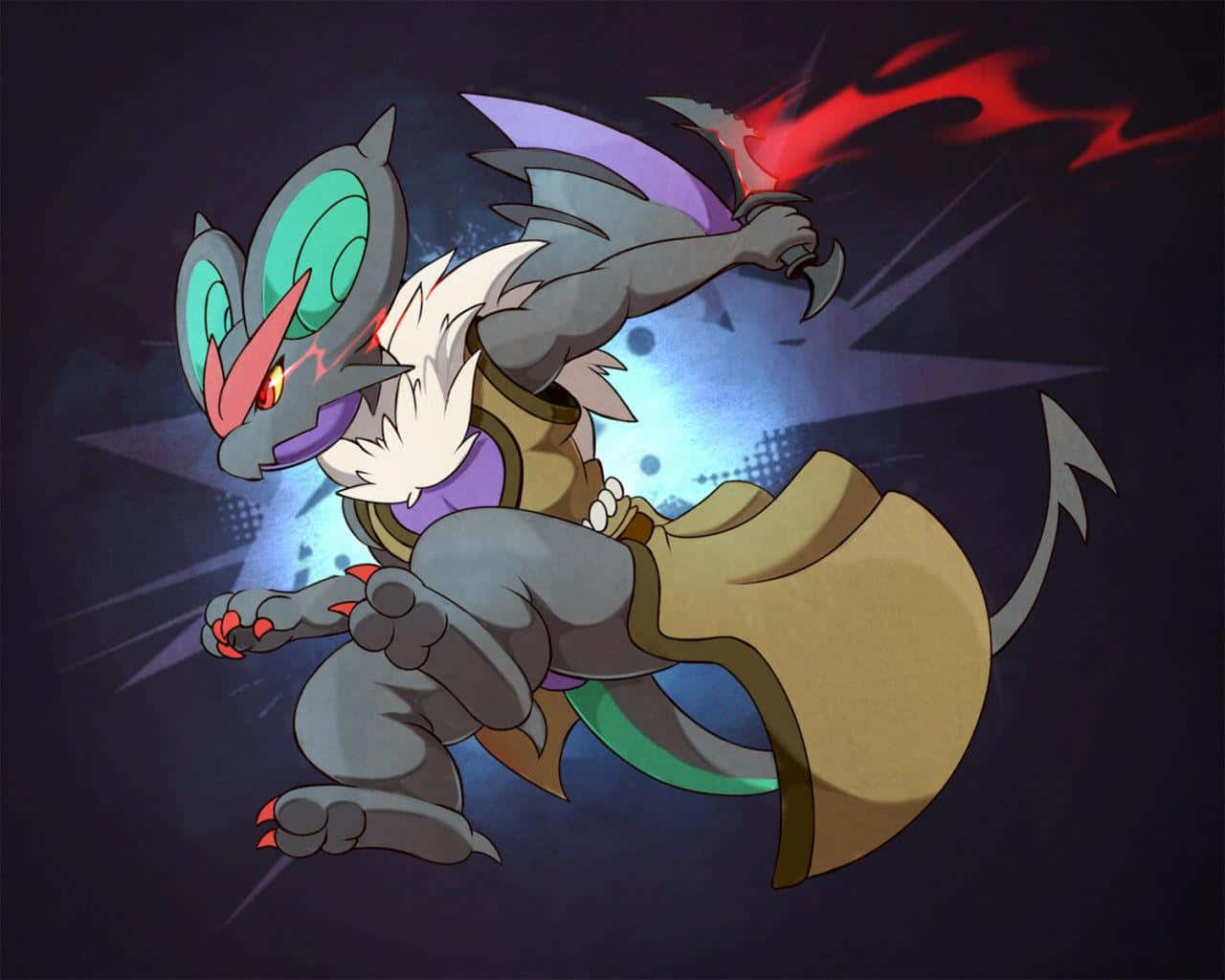 Noivern, glowing green eyes, red claws, HD Desktop Wallpaper