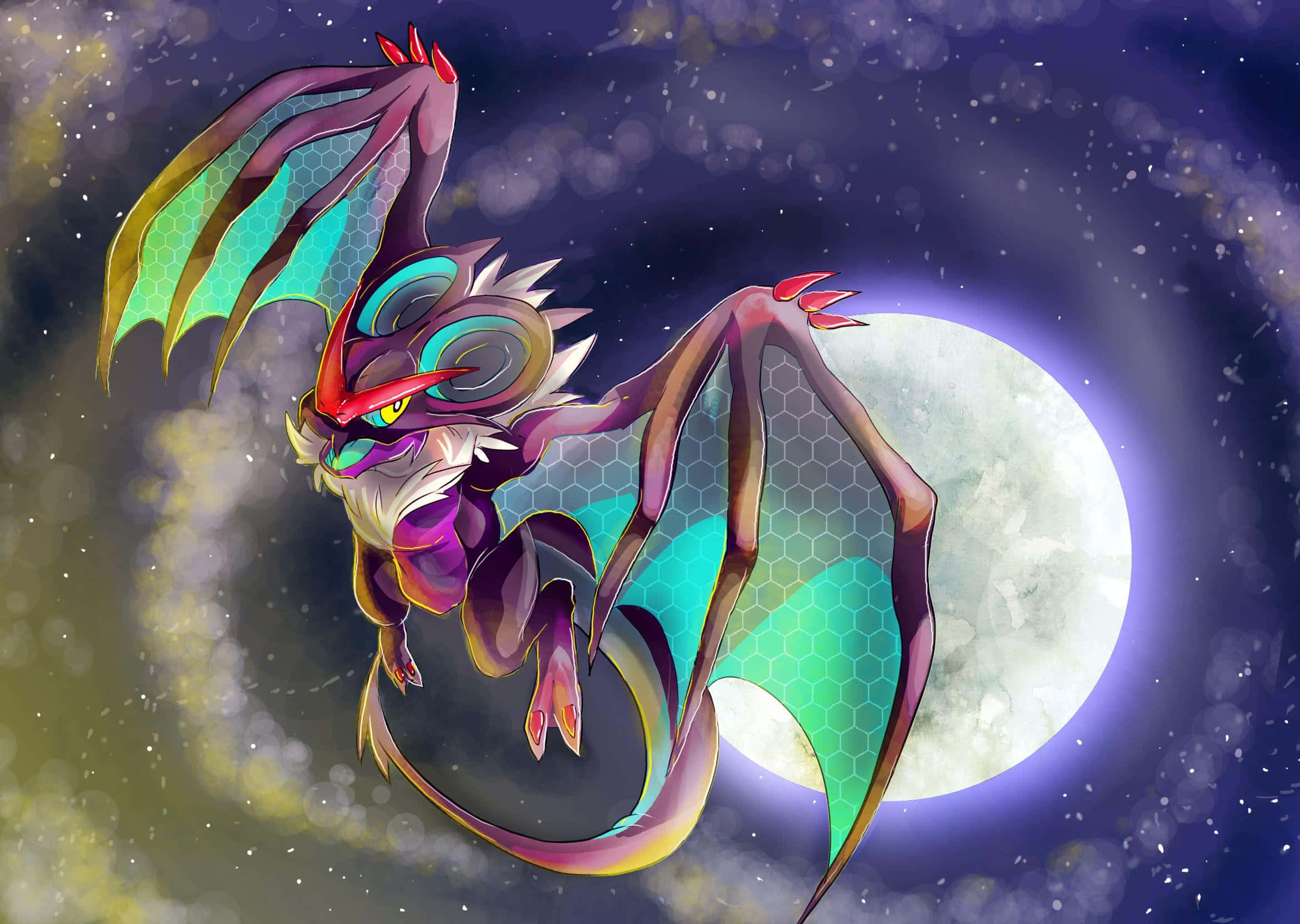 Noivern, moonlit sky, starry night sky, Full HD Desktop Wallpaper