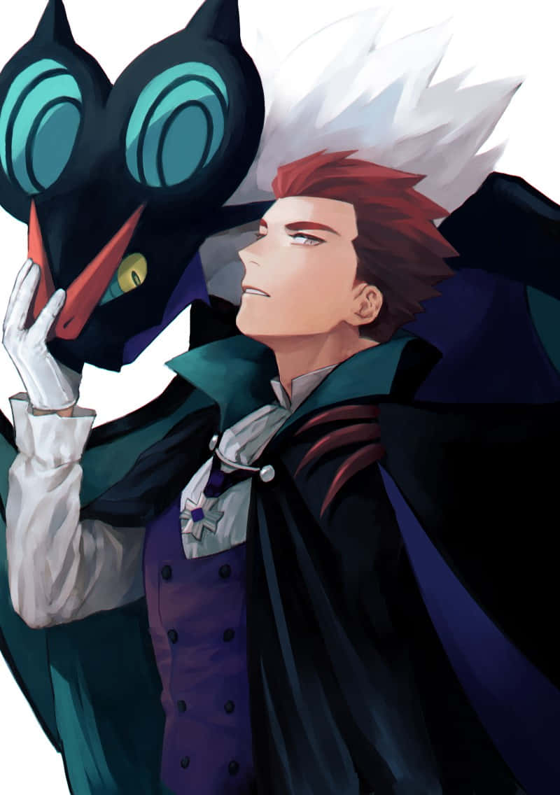 Noivern, red-haired anime man, dark cape, SD Phone Wallpaper