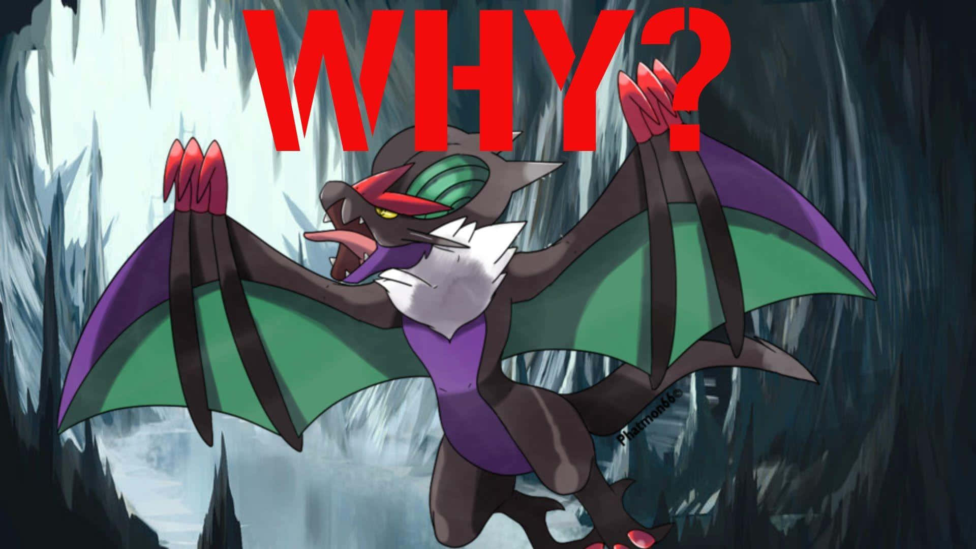 Noivern, green purple and white wings, icy cave, Full HD Desktop Wallpaper