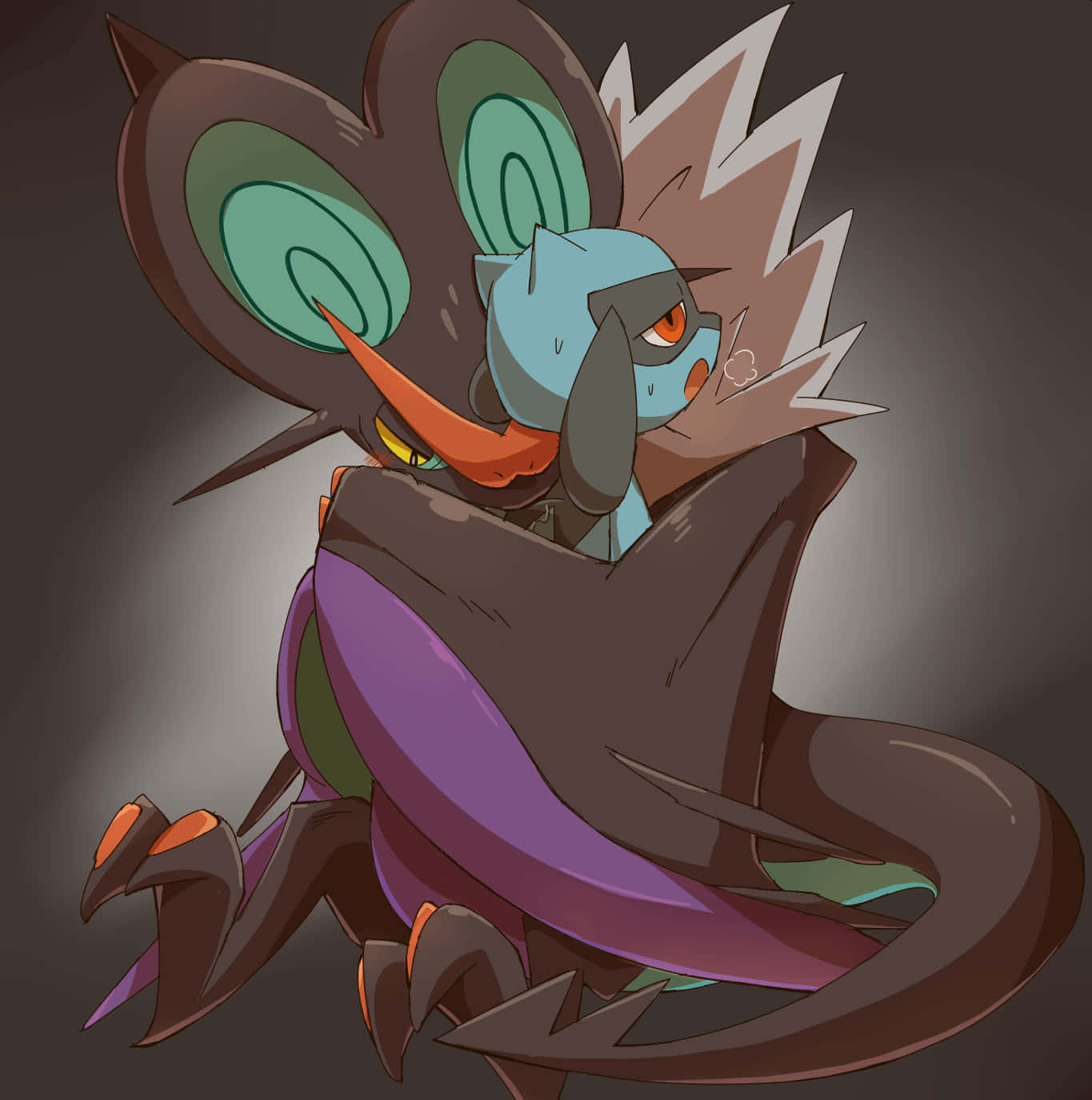 Noivern, dark brown, anime-style, HD Phone Wallpaper