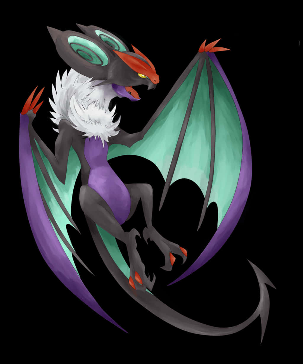 Noivern, teal wings, purple body, SD Phone Wallpaper