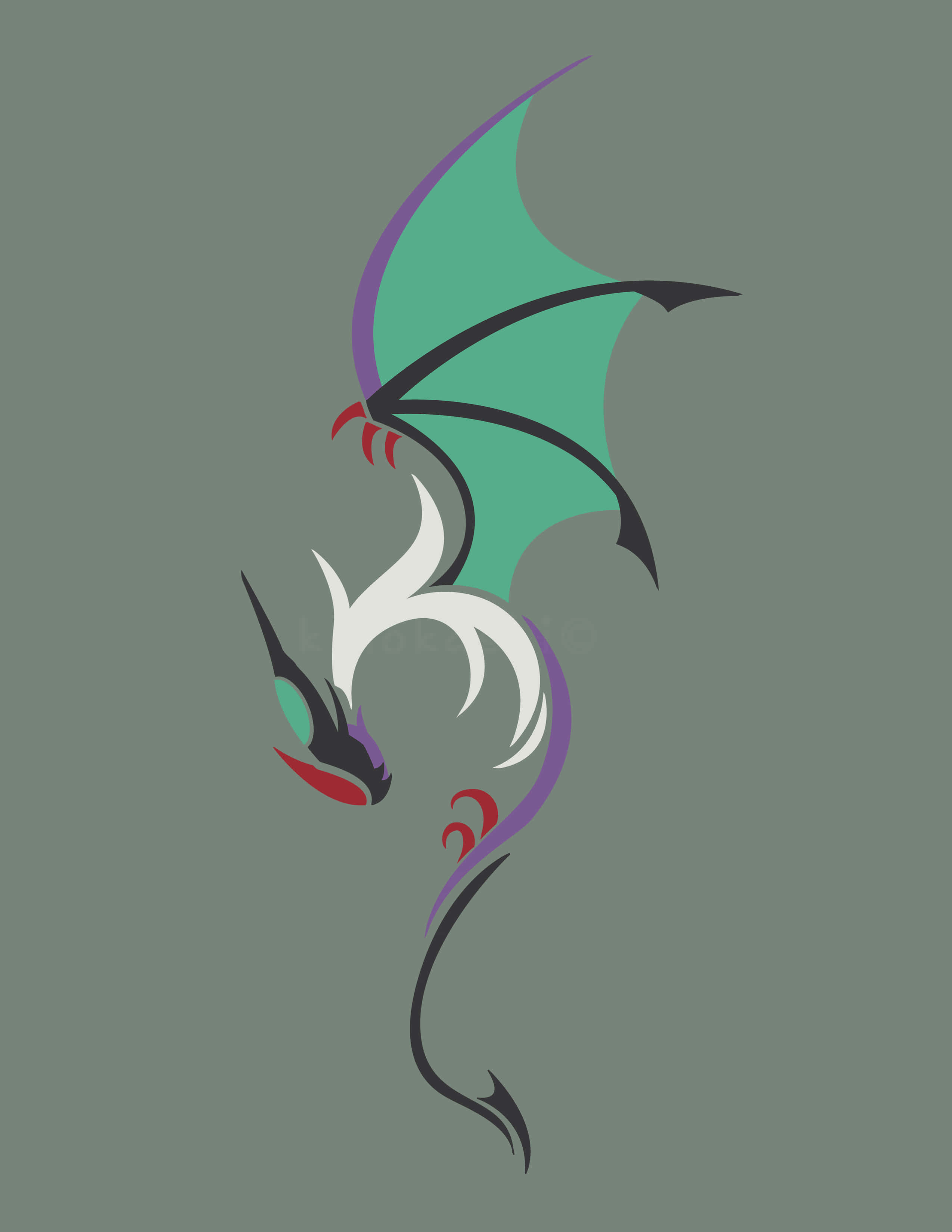 Noivern, teal wings, purple accents, 2K Phone Wallpaper