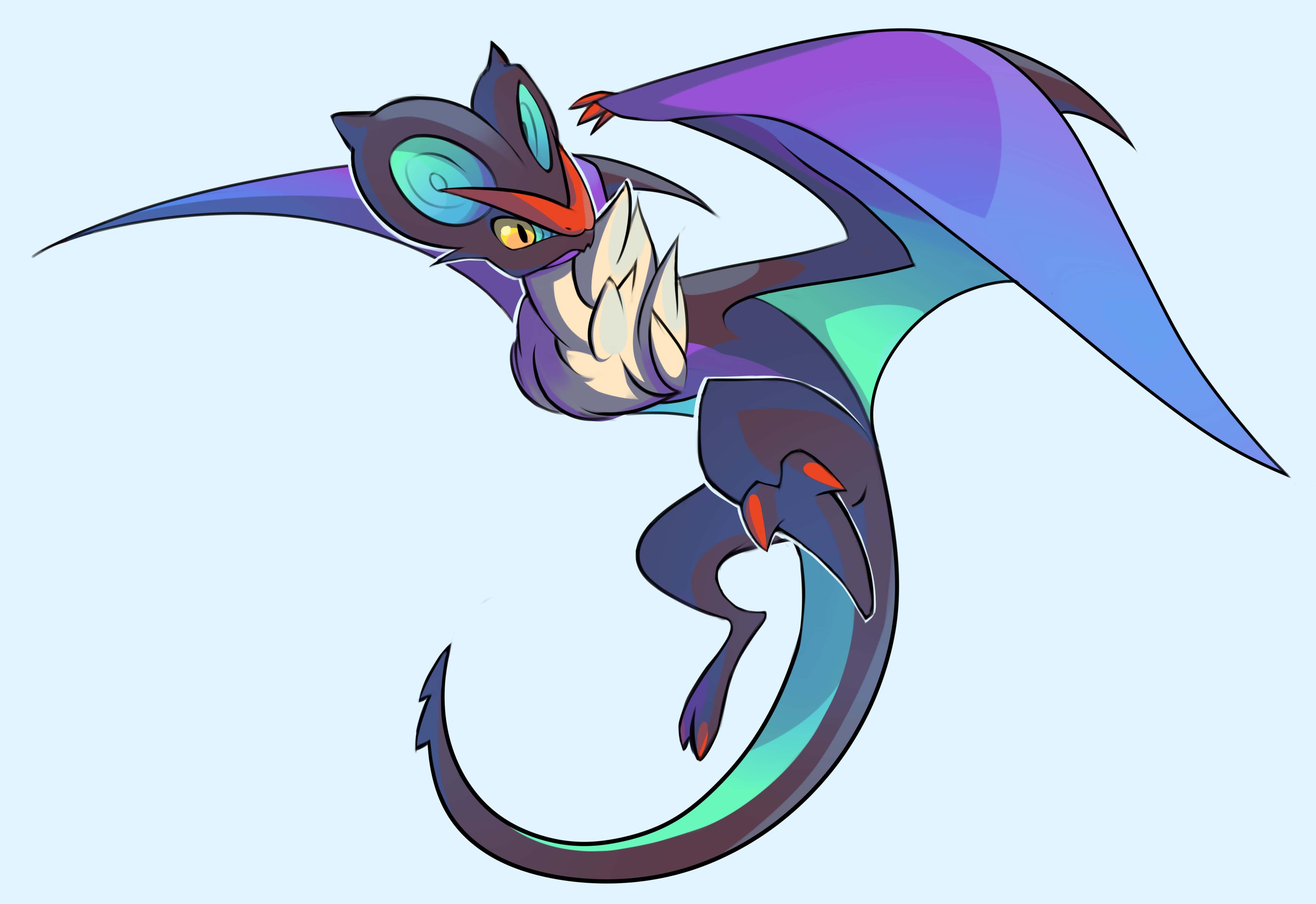 Noivern, purple blue, teal, 4K Desktop Wallpaper