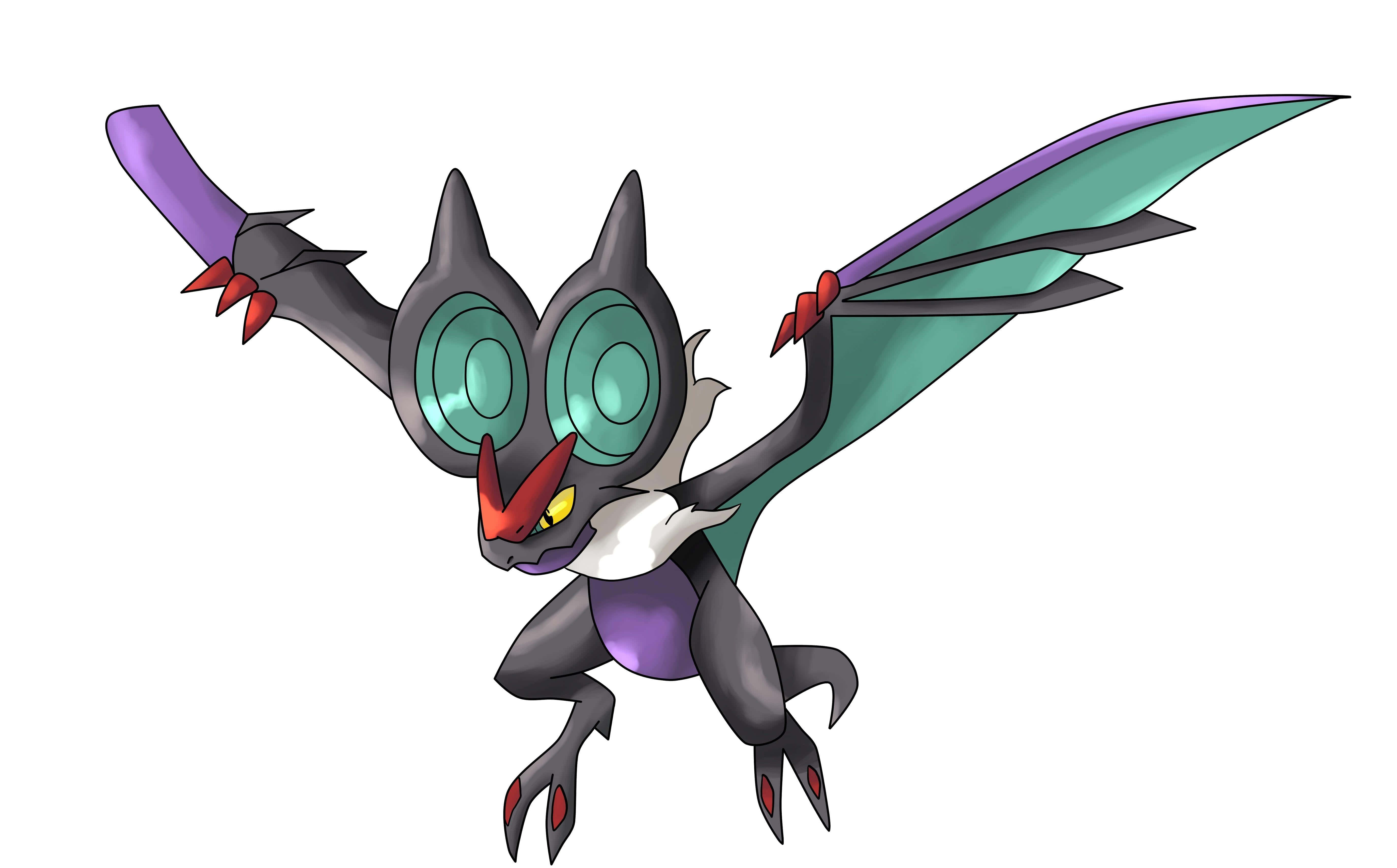 Noivern, teal wings, glowing green eyes, 5K Desktop Wallpaper