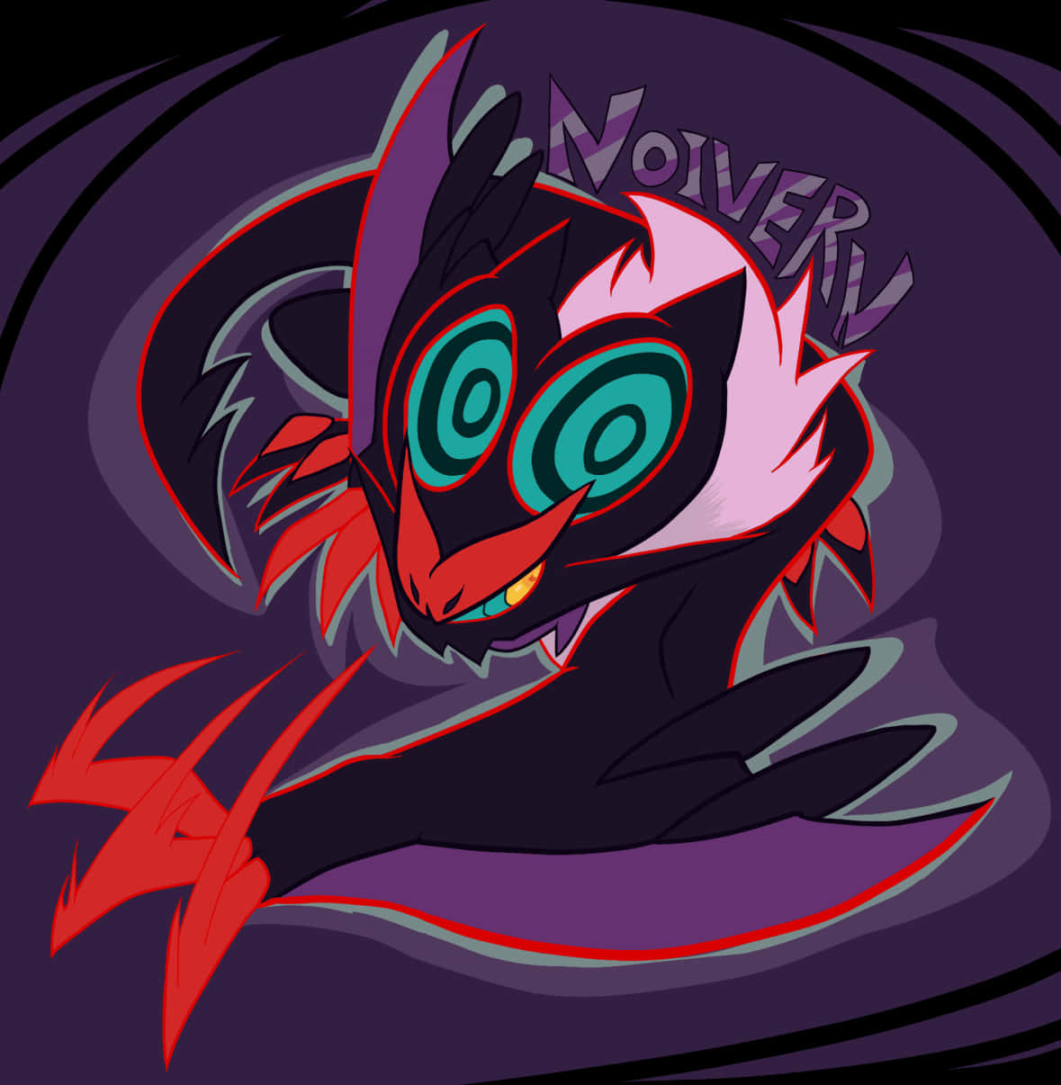 Noivern, glowing teal eyes, red accents, SD Phone Wallpaper
