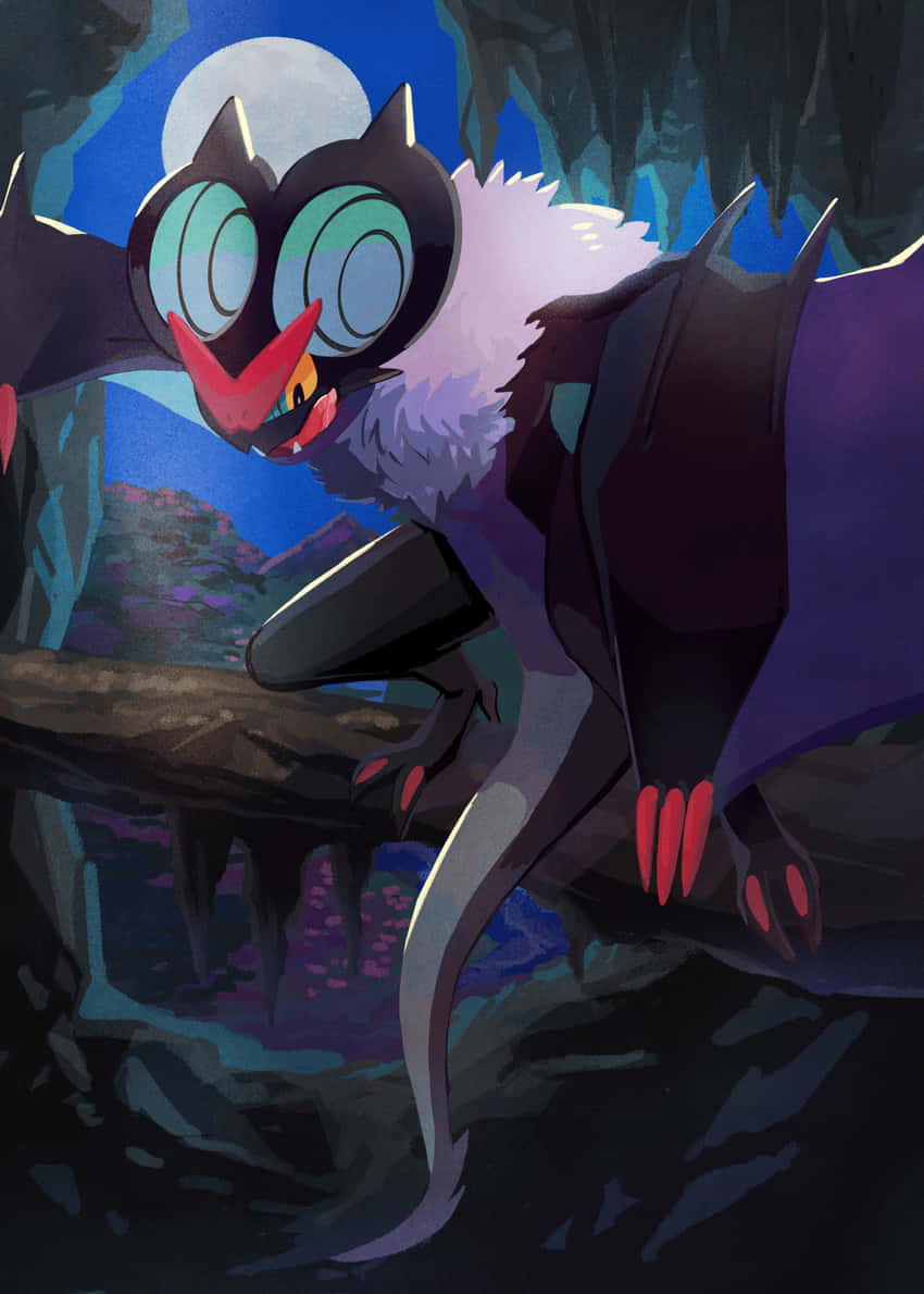 Noivern, cave, full moon, SD Phone Wallpaper