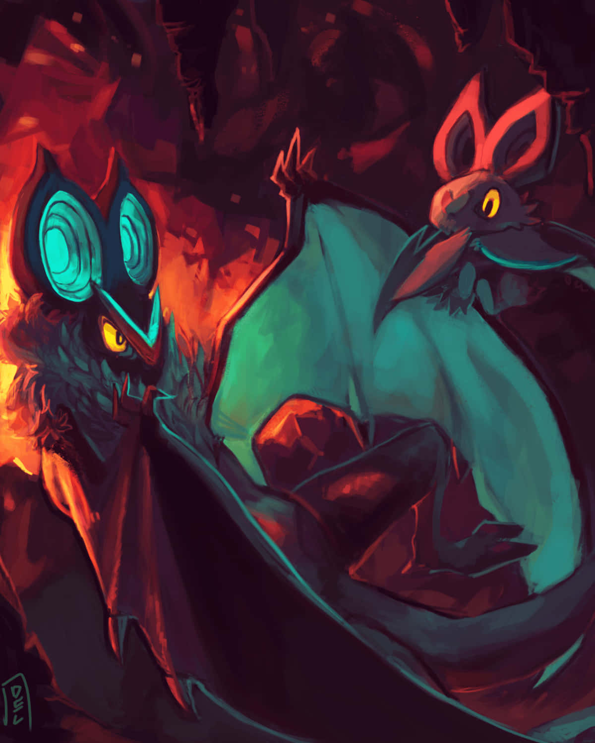 Noivern, teal wings, glowing eyes, HD Phone Wallpaper
