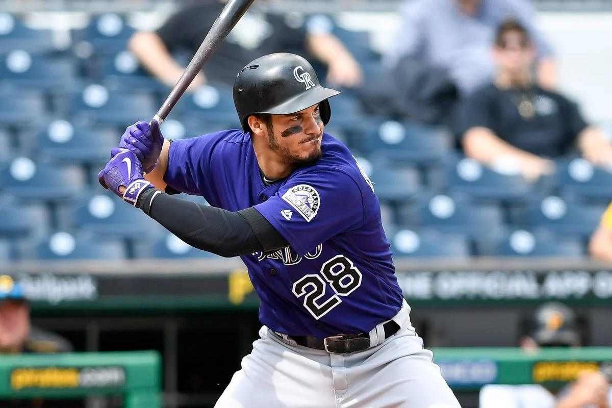 Nolan Arenado, purple jersey, bat, SD Desktop Wallpaper