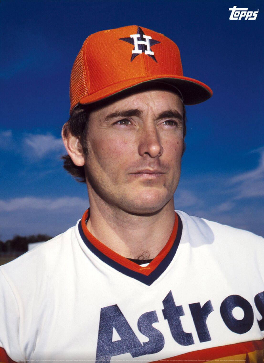 Nolan Ryan, orange Astros baseball cap, white jersey, HD Phone Wallpaper