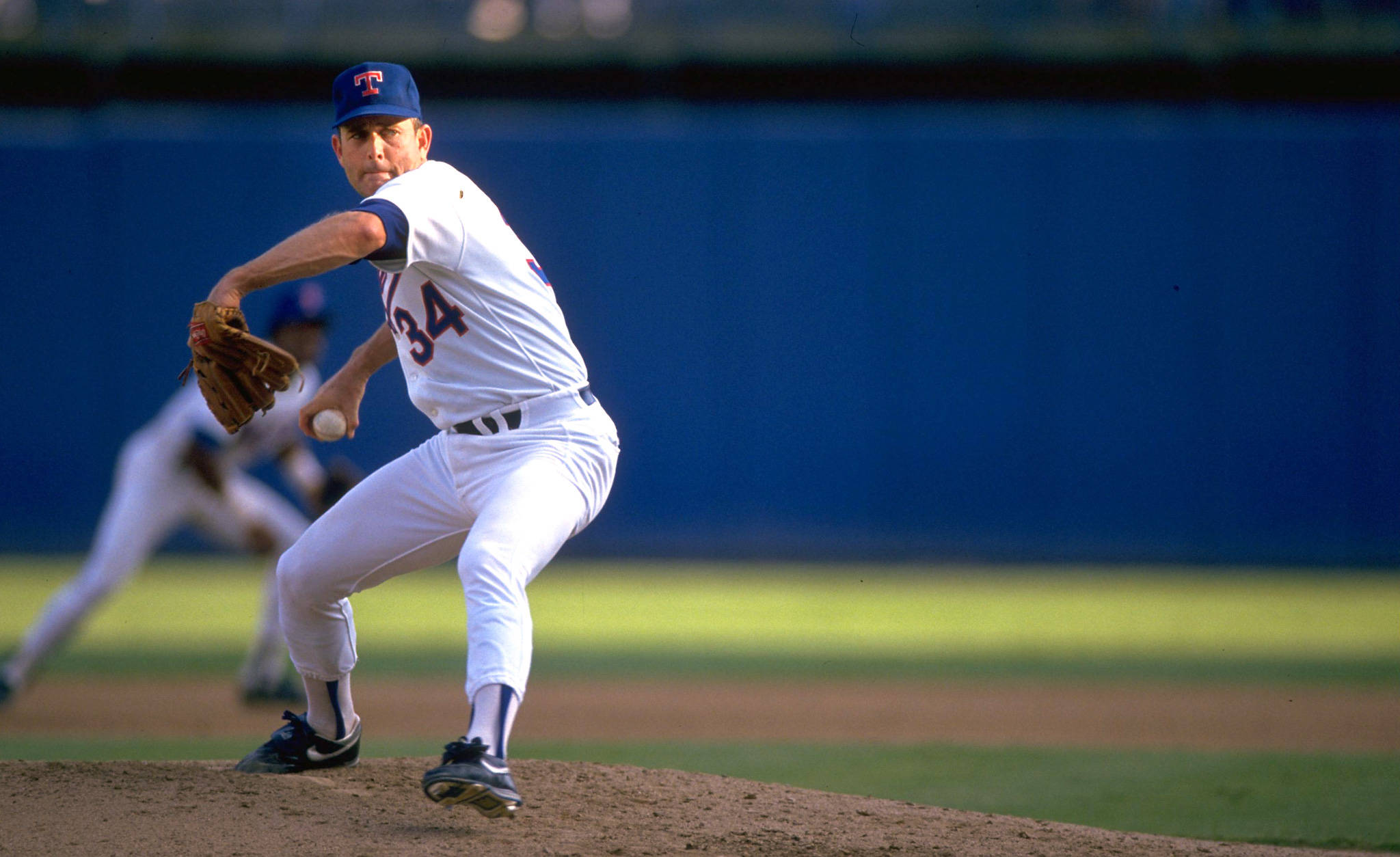Nolan Ryan, number 34, white uniform, Full HD Desktop Wallpaper
