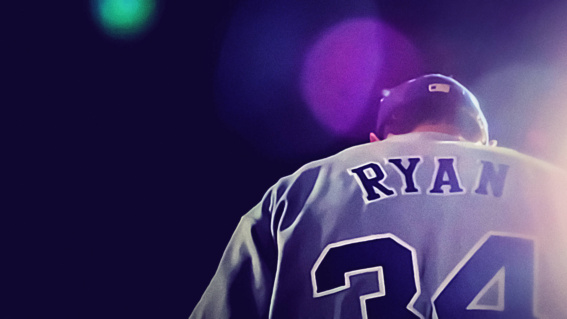 Nolan Ryan, jersey number 34, purple and green stage lights, Full HD Desktop Wallpaper