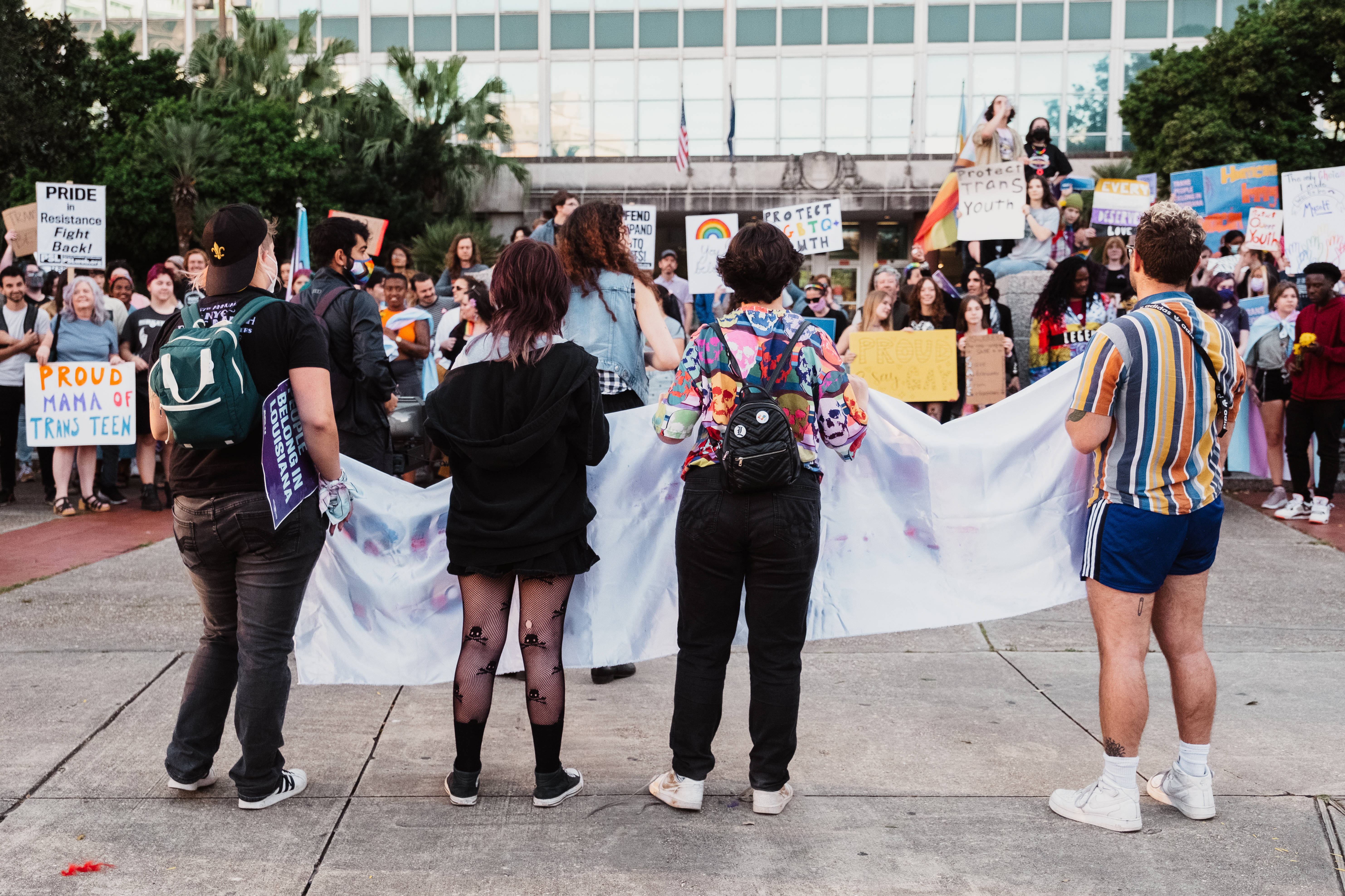 Non-Binary People, LGBTQ+ pride rally, modern building, 5K Desktop Wallpaper