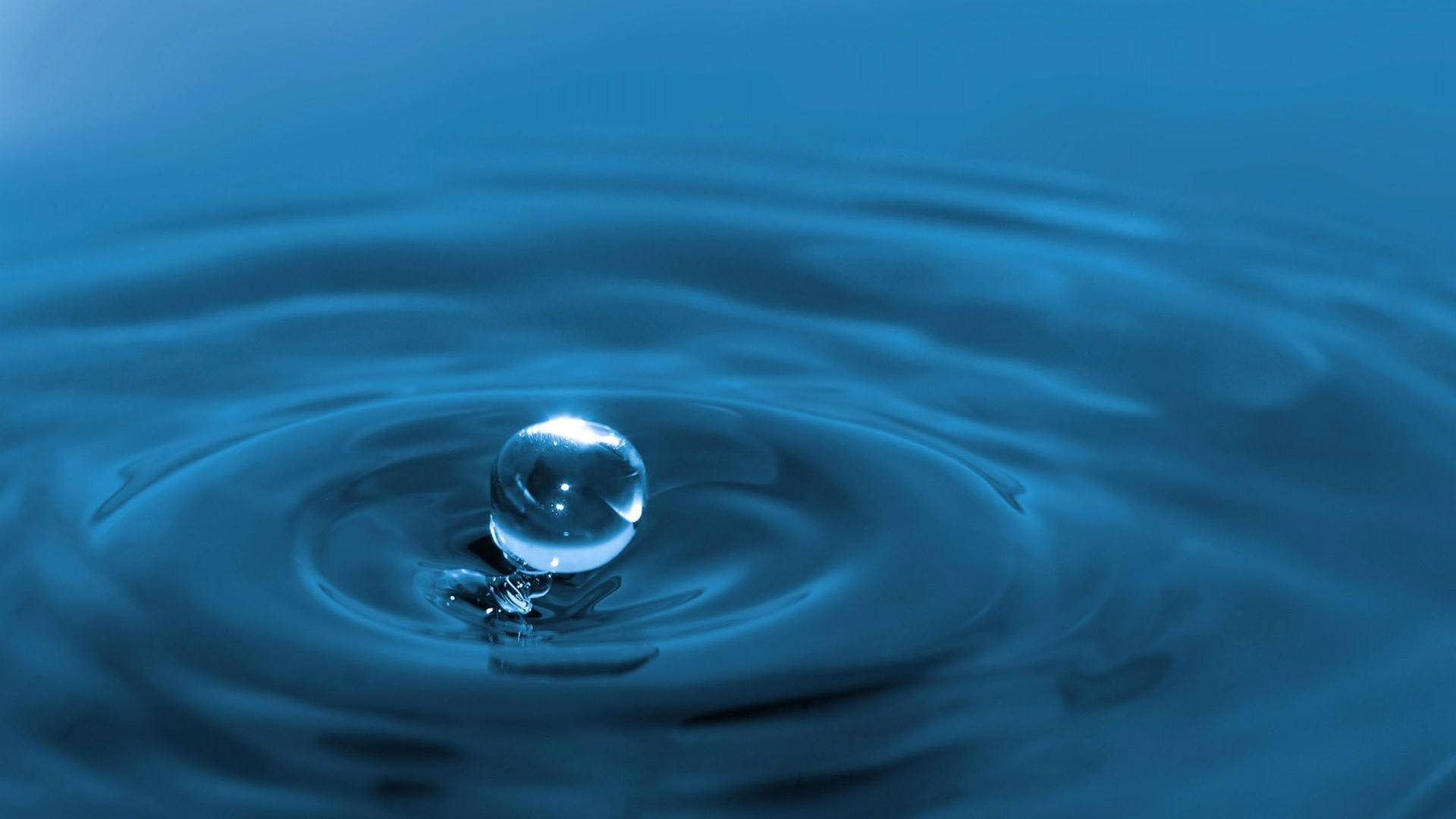 water droplet, blue pool, concentric ripples, Full HD Desktop Wallpaper