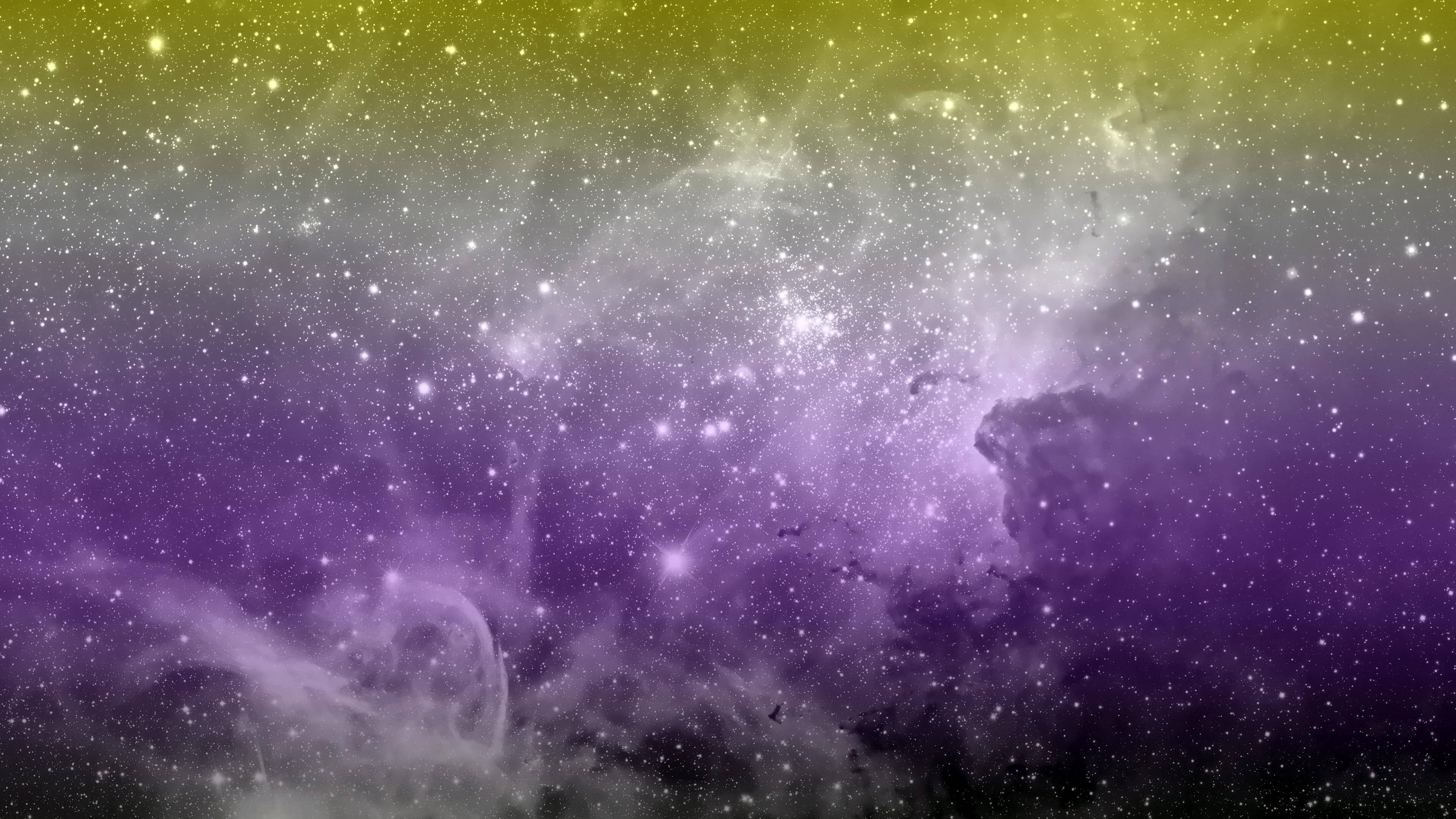 purple, yellow, cosmic nebula, 4K Desktop Wallpaper