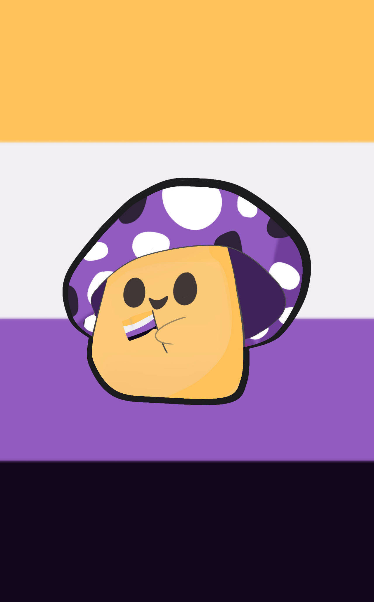 mushroom, purple spotted cap, yellow face, Full HD Phone Wallpaper