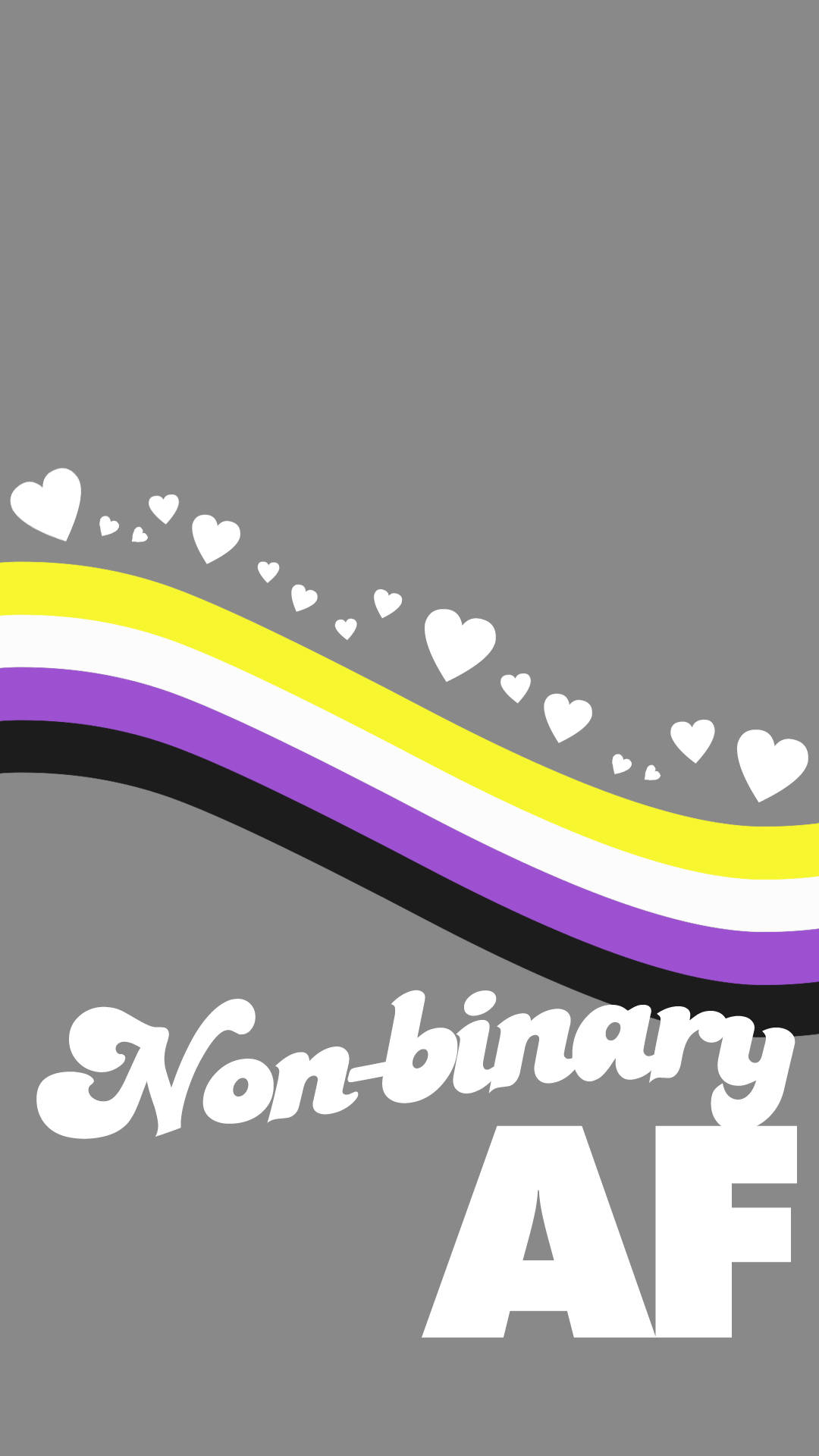 Non-binary AF, wavy non-binary pride flag, gray background, Full HD Phone Wallpaper