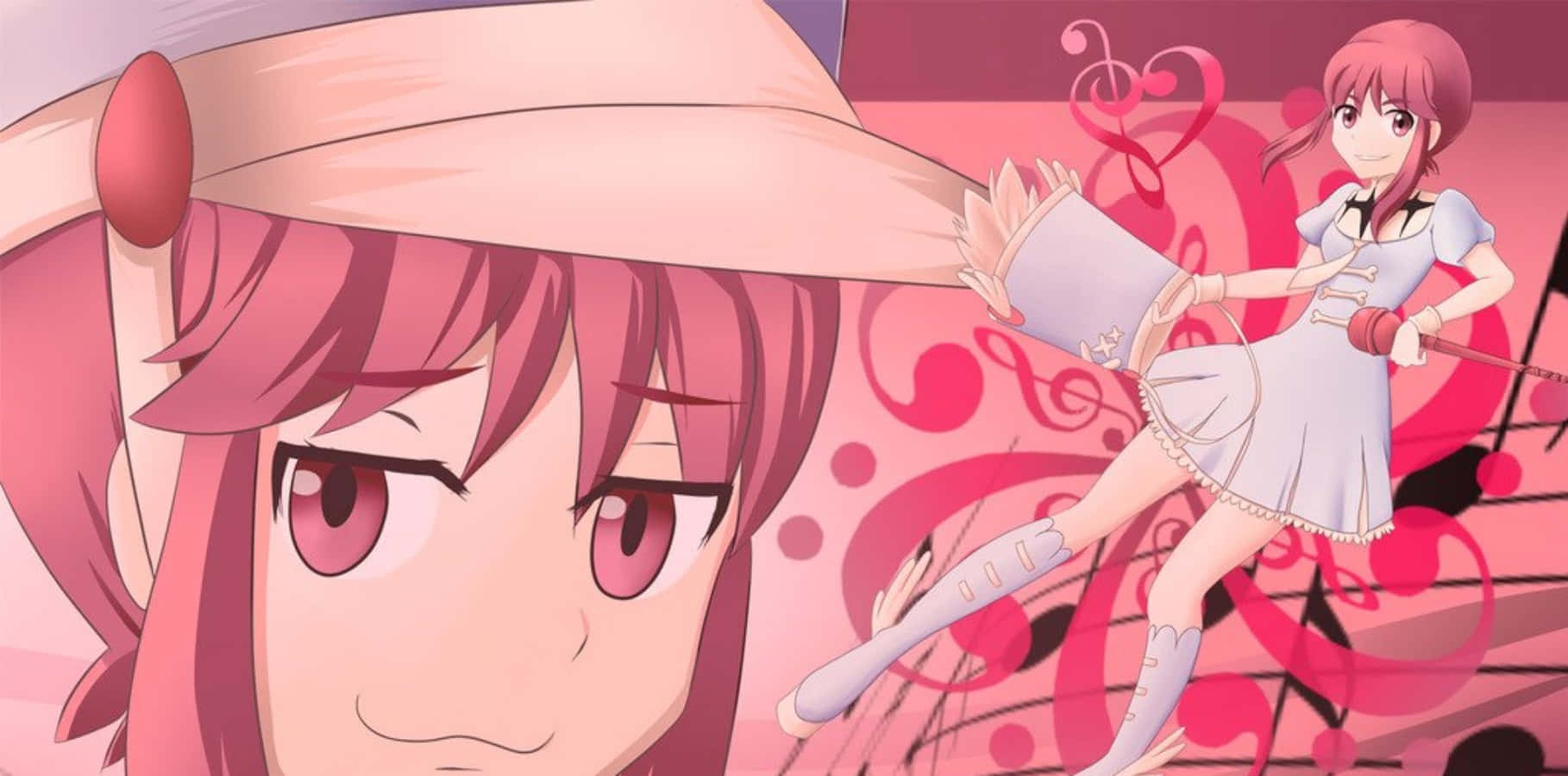 Nonon Jakuzure, pink-haired anime girl, hat, HD Desktop Wallpaper
