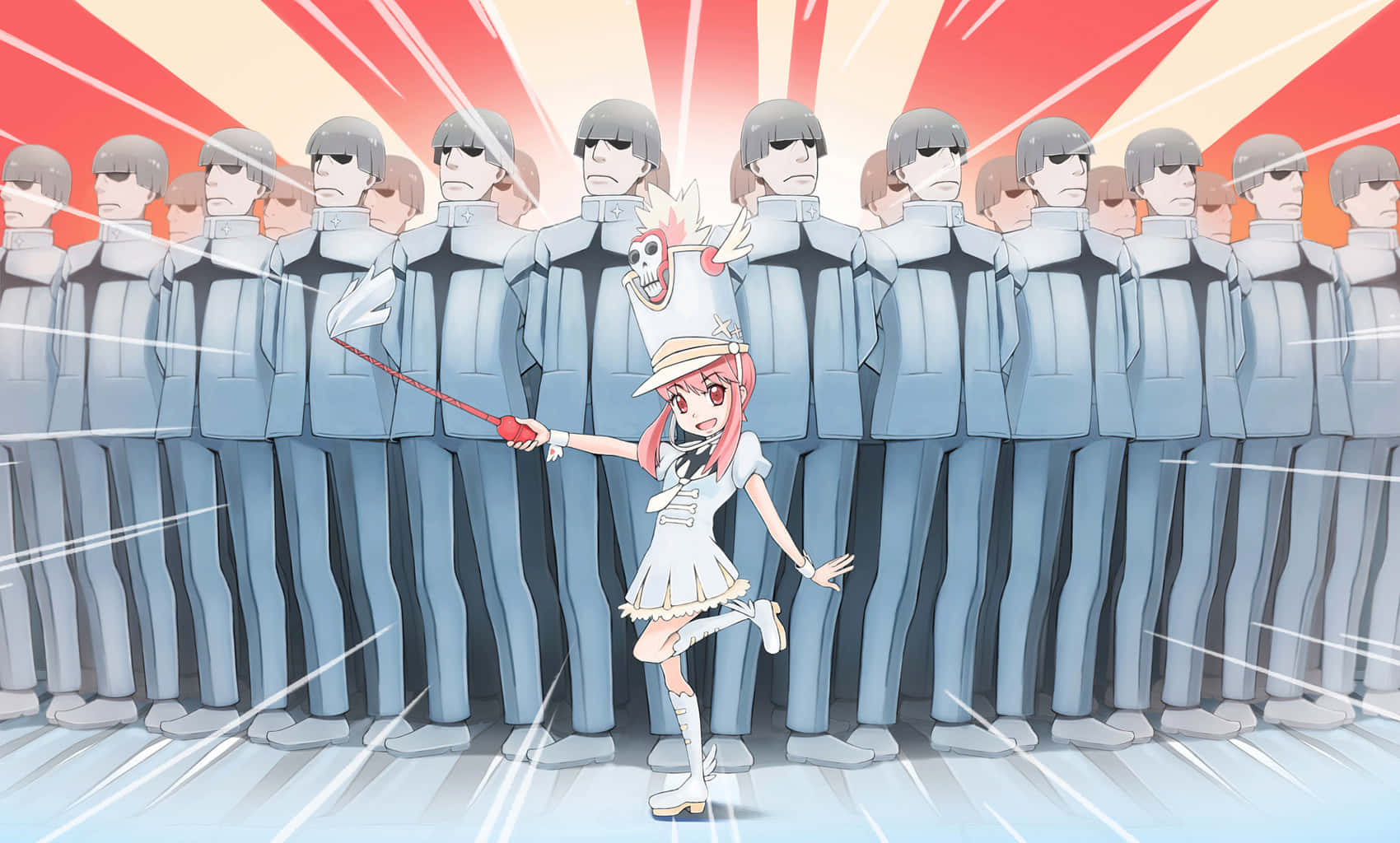 Nonon Jakuzure, pink-haired anime girl, white dress, HD Desktop Wallpaper