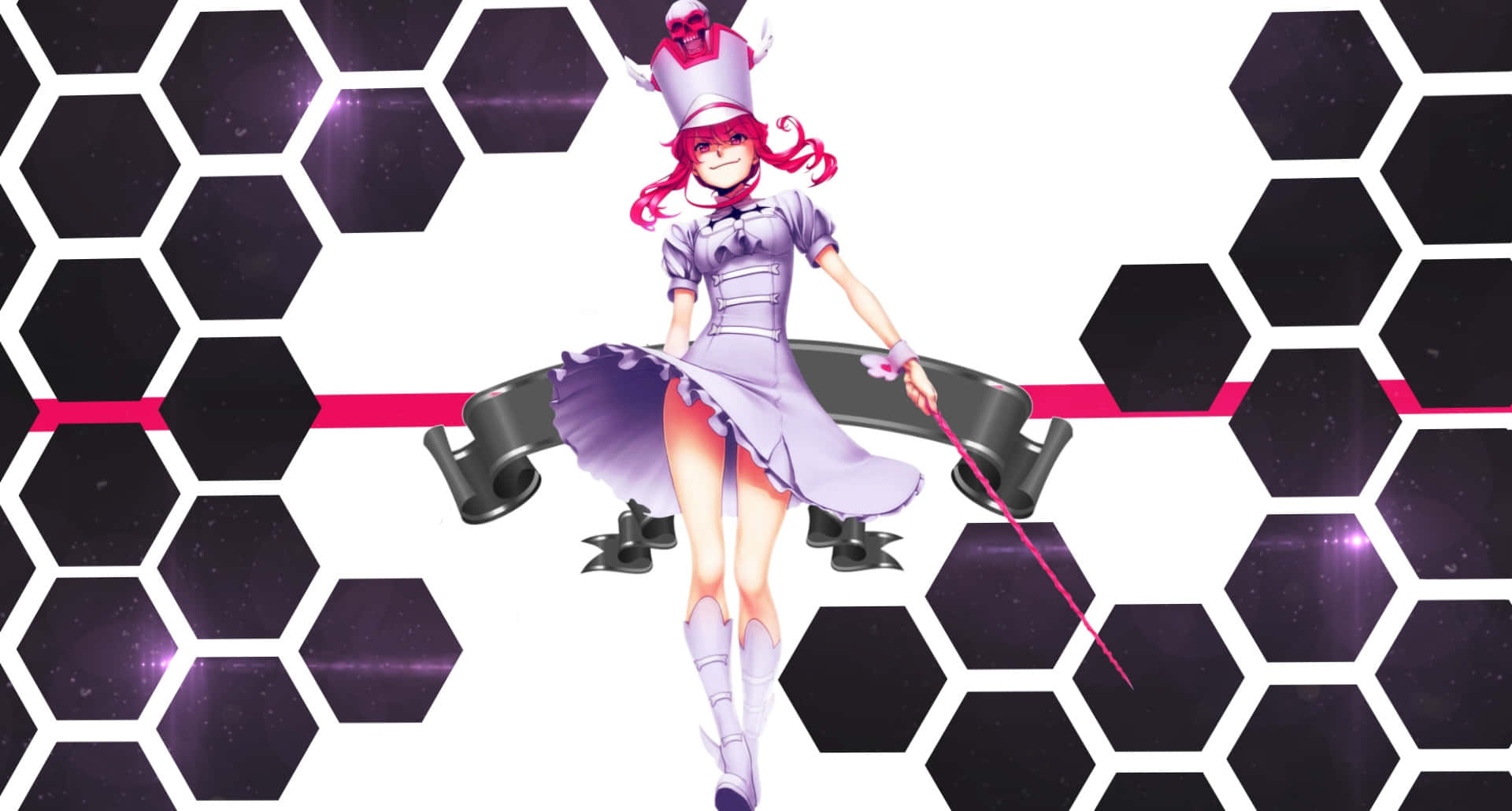 Nonon Jakuzure, pink-haired, purple maid outfit, Full HD Desktop Wallpaper