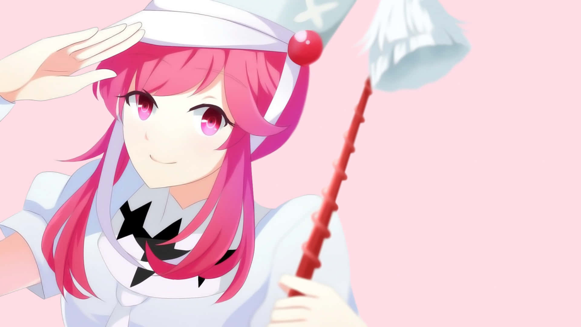 Nonon Jakuzure, pink hair, red wand, Full HD Desktop Wallpaper