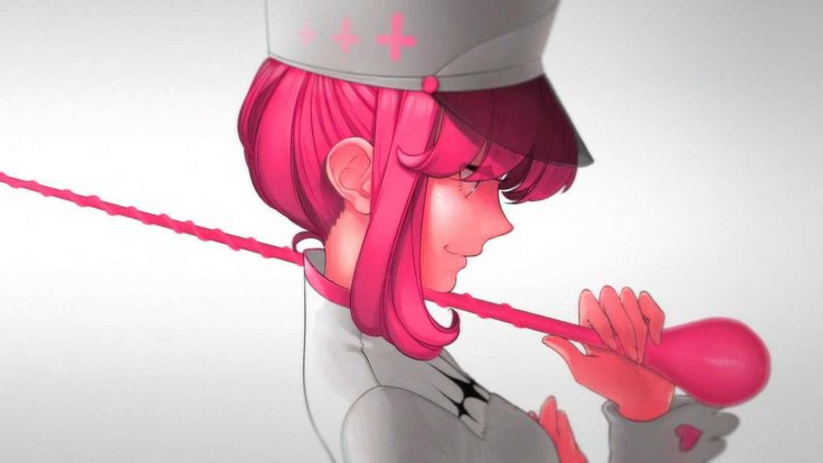 Nonon Jakuzure, pink-haired anime girl, nurse hat, HD Desktop Wallpaper