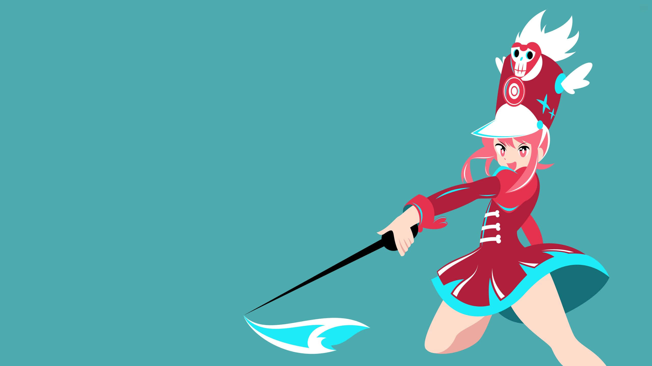 Nonon Jakuzure, pink-haired, red outfit, 2K Desktop Wallpaper