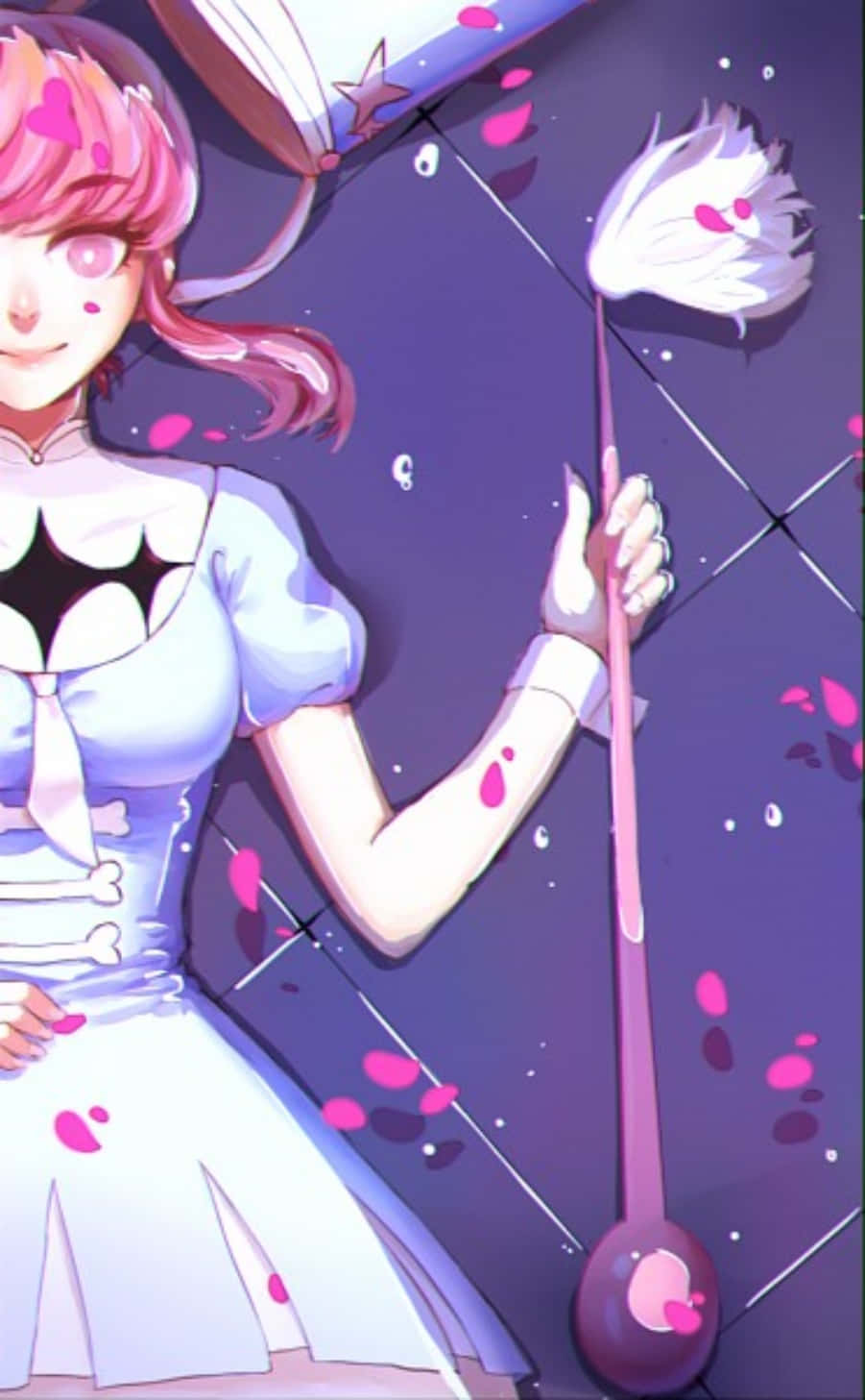Nonon Jakuzure, pink-haired anime girl, white dress, HD Phone Wallpaper