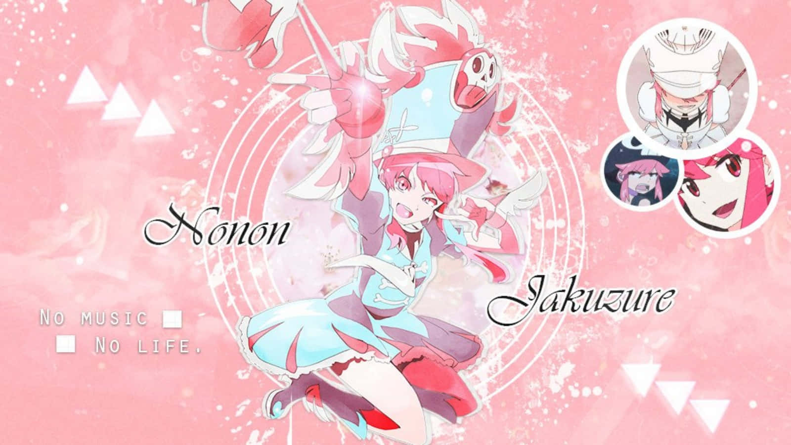 Nonon Jakuzure, pink hair, red wings, HD Desktop Wallpaper