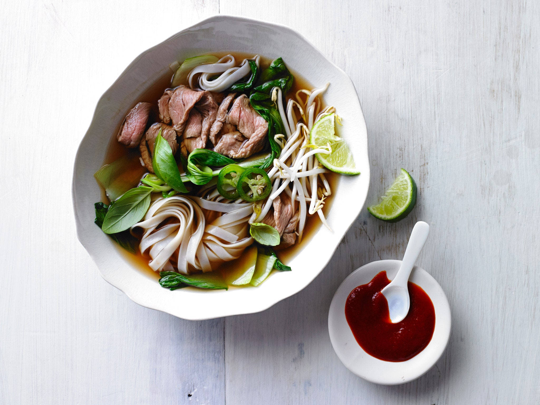 pho noodle soup, chili paste, Vietnamese pho, Full HD Desktop Wallpaper