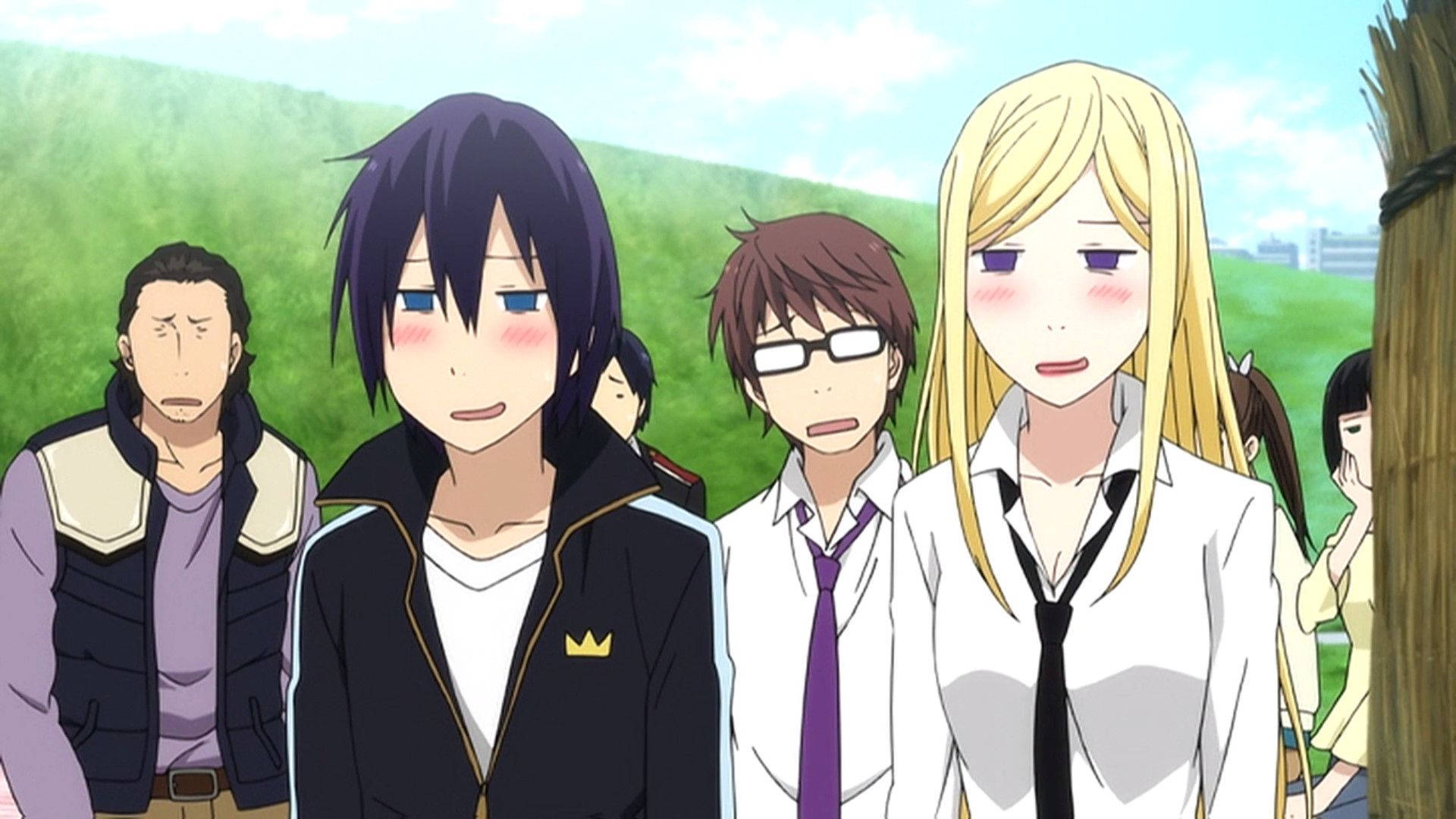 Noragami, spring, grassy field, Full HD Desktop Wallpaper