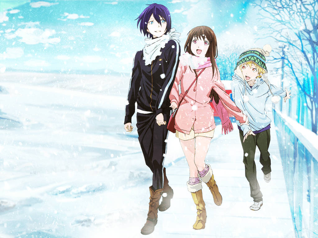 Noragami, winter, snowy winter landscape, SD Desktop Wallpaper