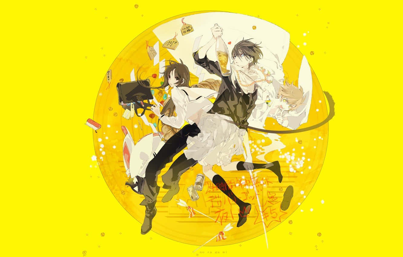 Noragami, yellow, circular portal, HD Desktop Wallpaper