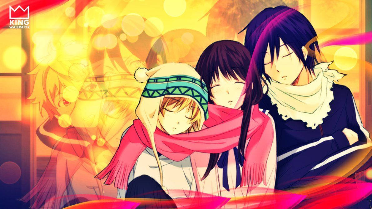 Noragami, golden yellow, sleeping, SD Desktop Wallpaper