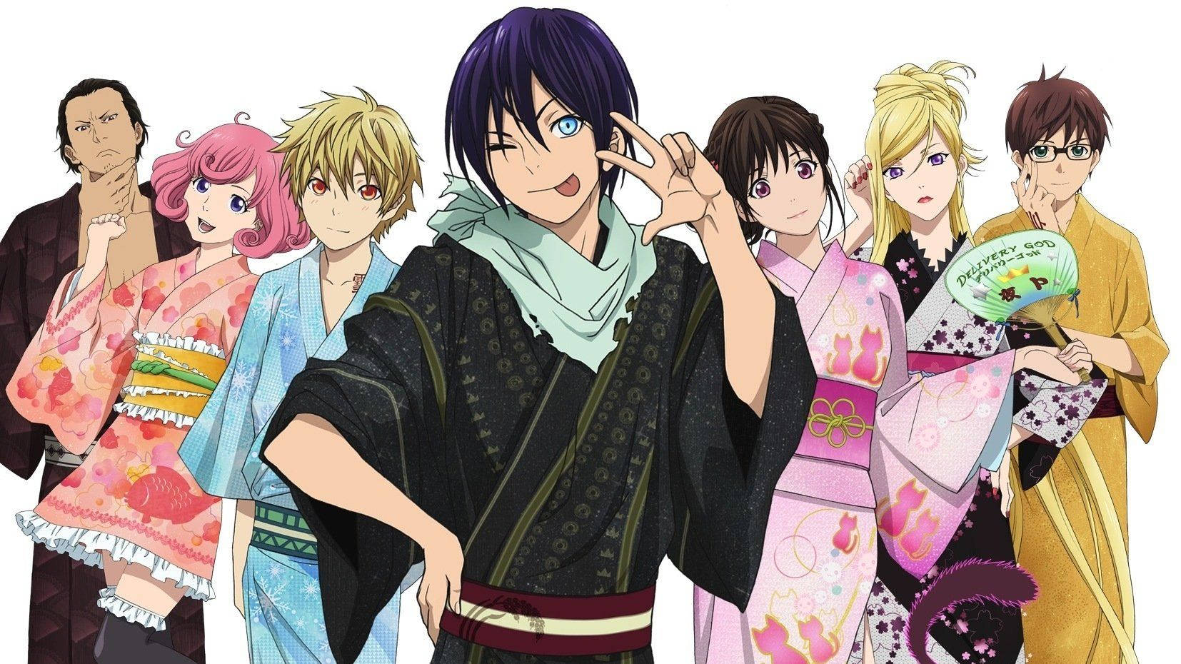 Noragami, kimono attire, seven characters, HD Desktop Wallpaper