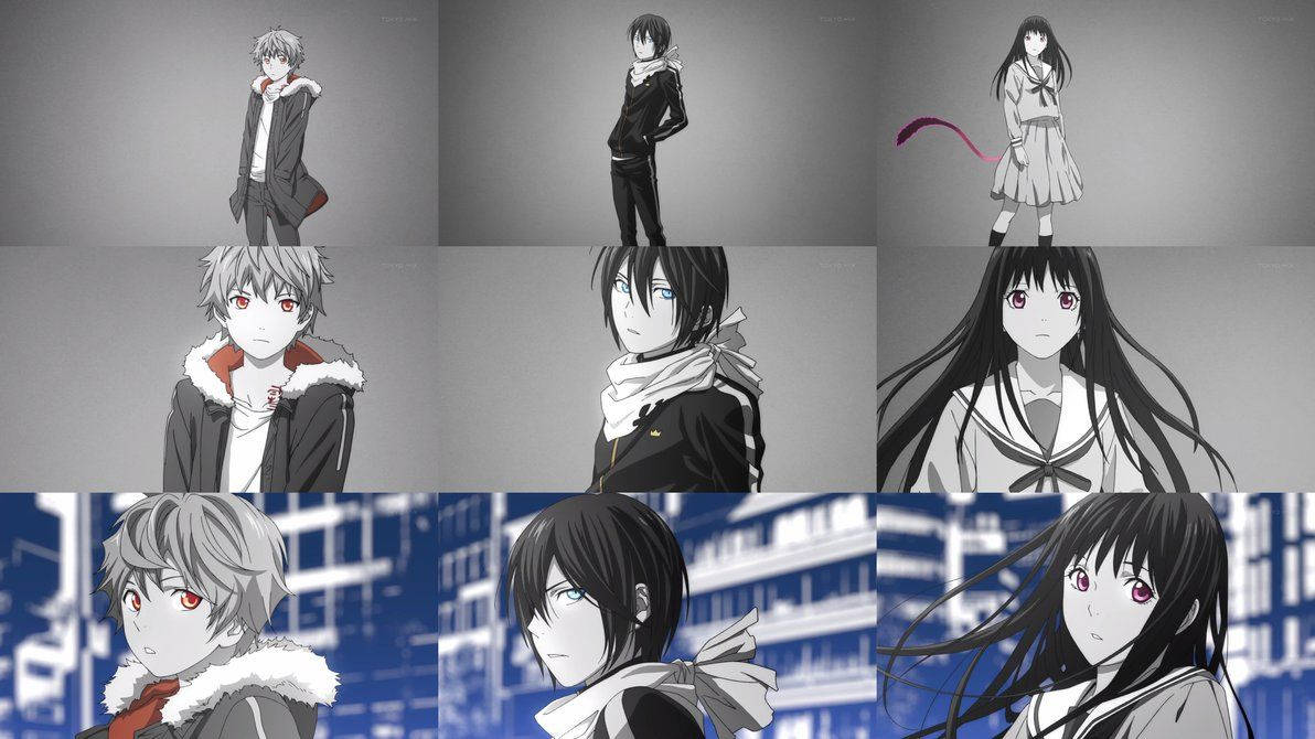 Noragami, blue grey, monochrome, SD Desktop Wallpaper