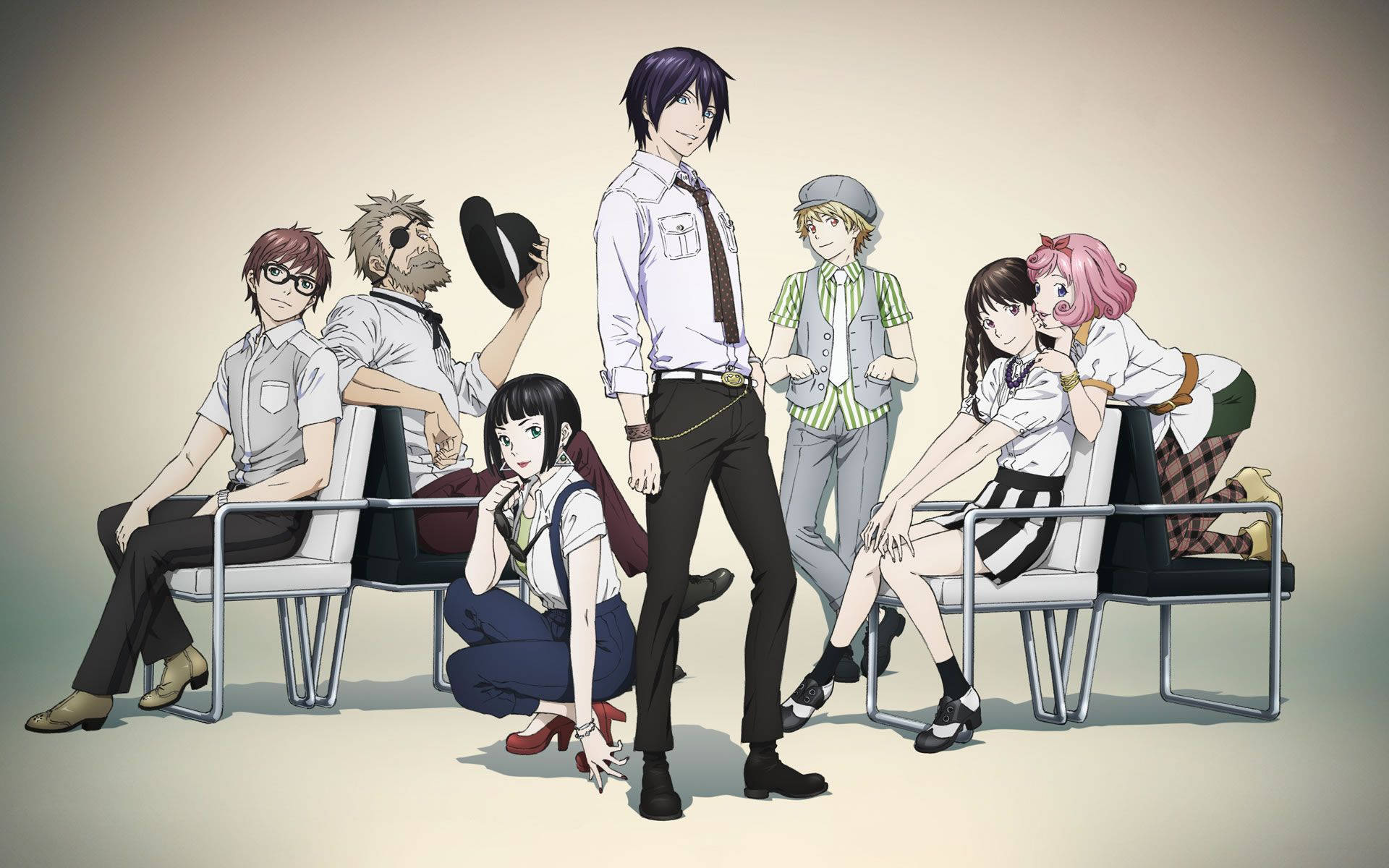 Noragami, anime, six anime characters, Full HD Desktop Wallpaper