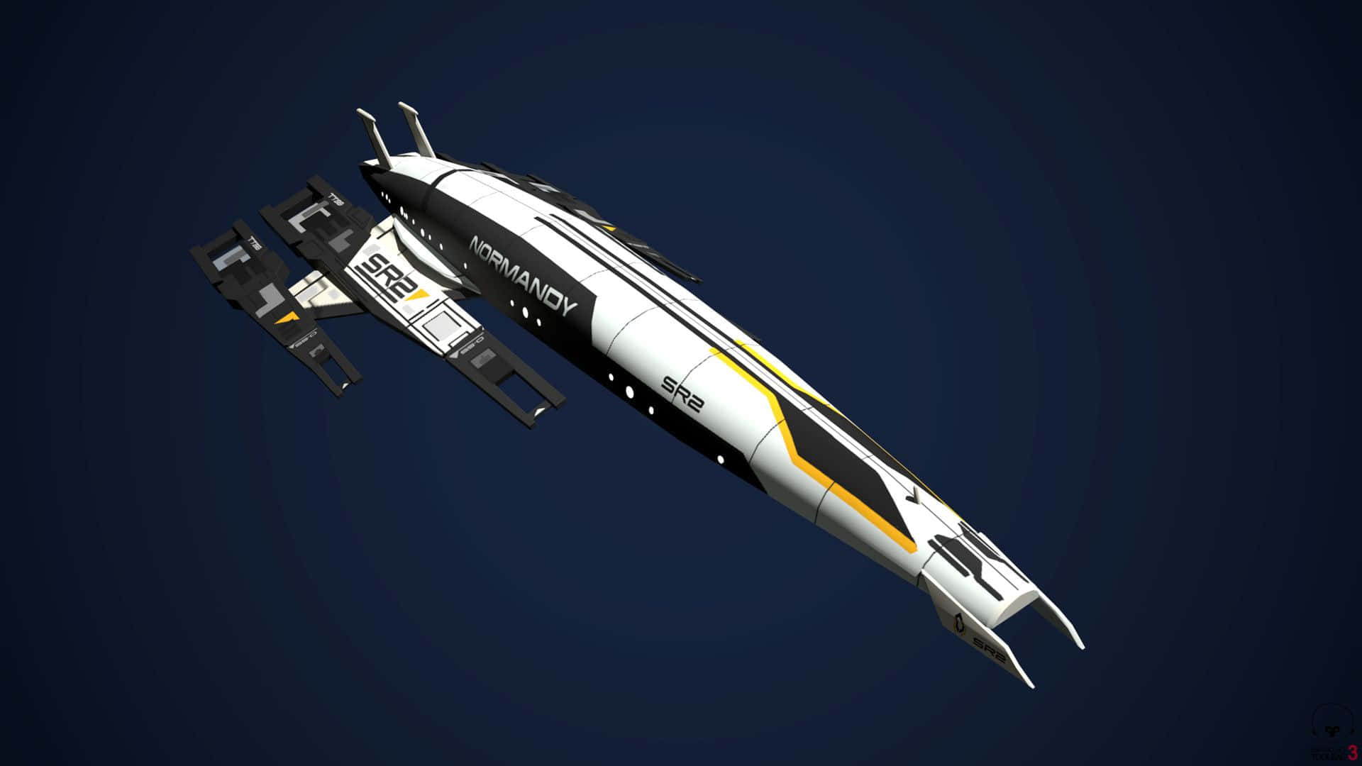 Normandy SR-2, white and black, deep blue space backdrop, Full HD Desktop Wallpaper