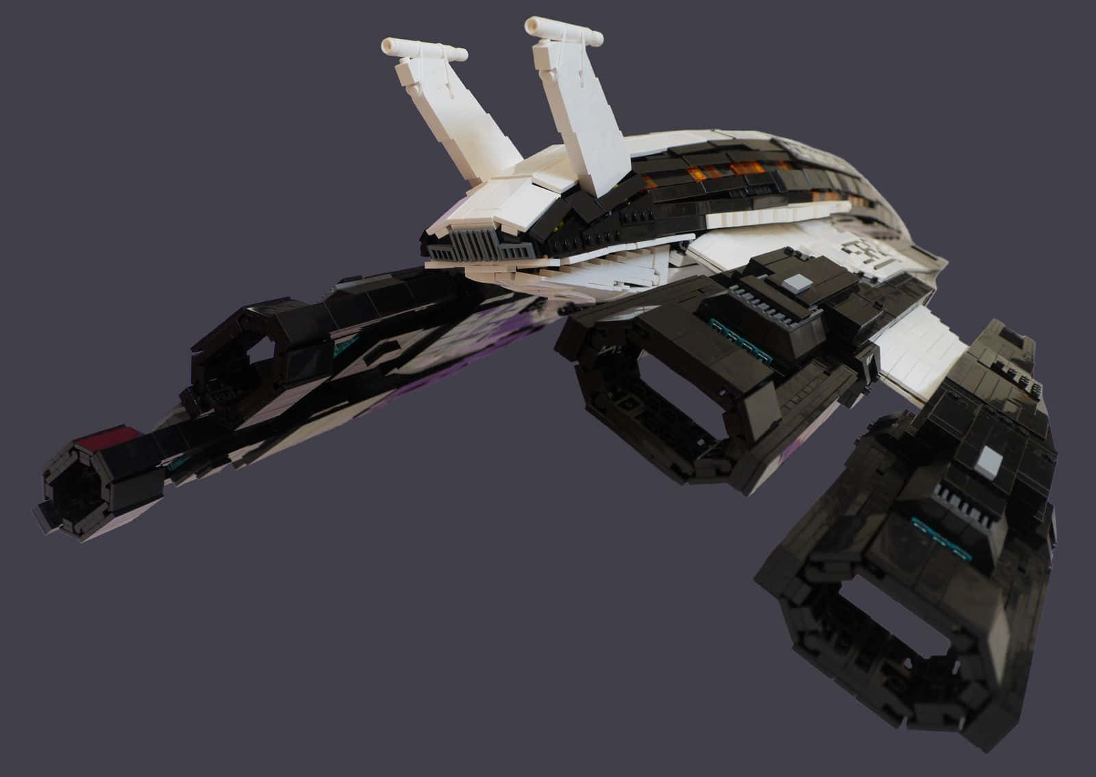 Normandy SR-2, sleek black and white futuristic spaceship, glowing blue accents, HD Desktop Wallpaper