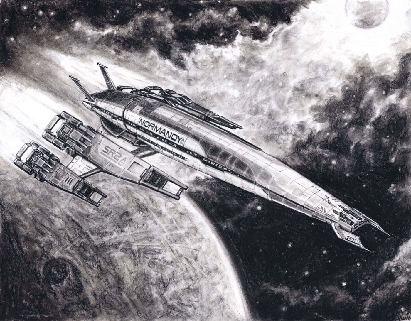 Normandy SR-2, starry cosmic expanse, planet, HD Desktop Wallpaper